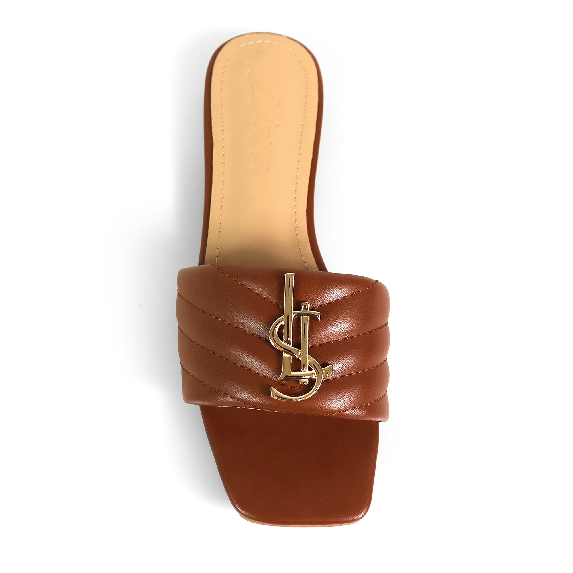 KYRA-5 QUILTED BUCKLED SLIDE MOCHA