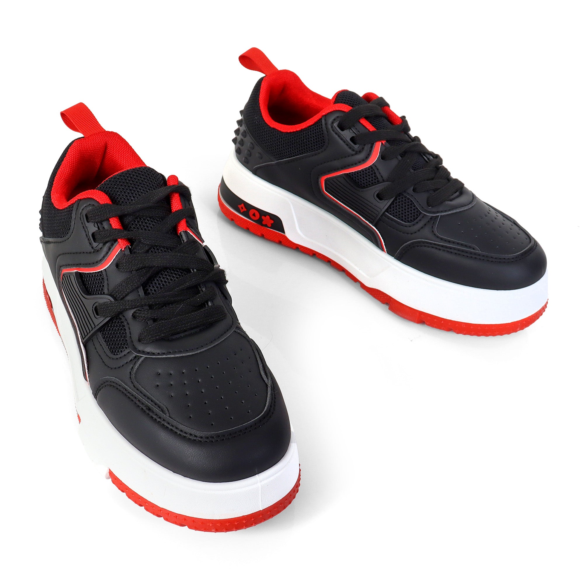 LANDA-3 CLASSIC WHITE SNEAKER SPIKE DETAIL W/ THICK PLATFORM BLACK2