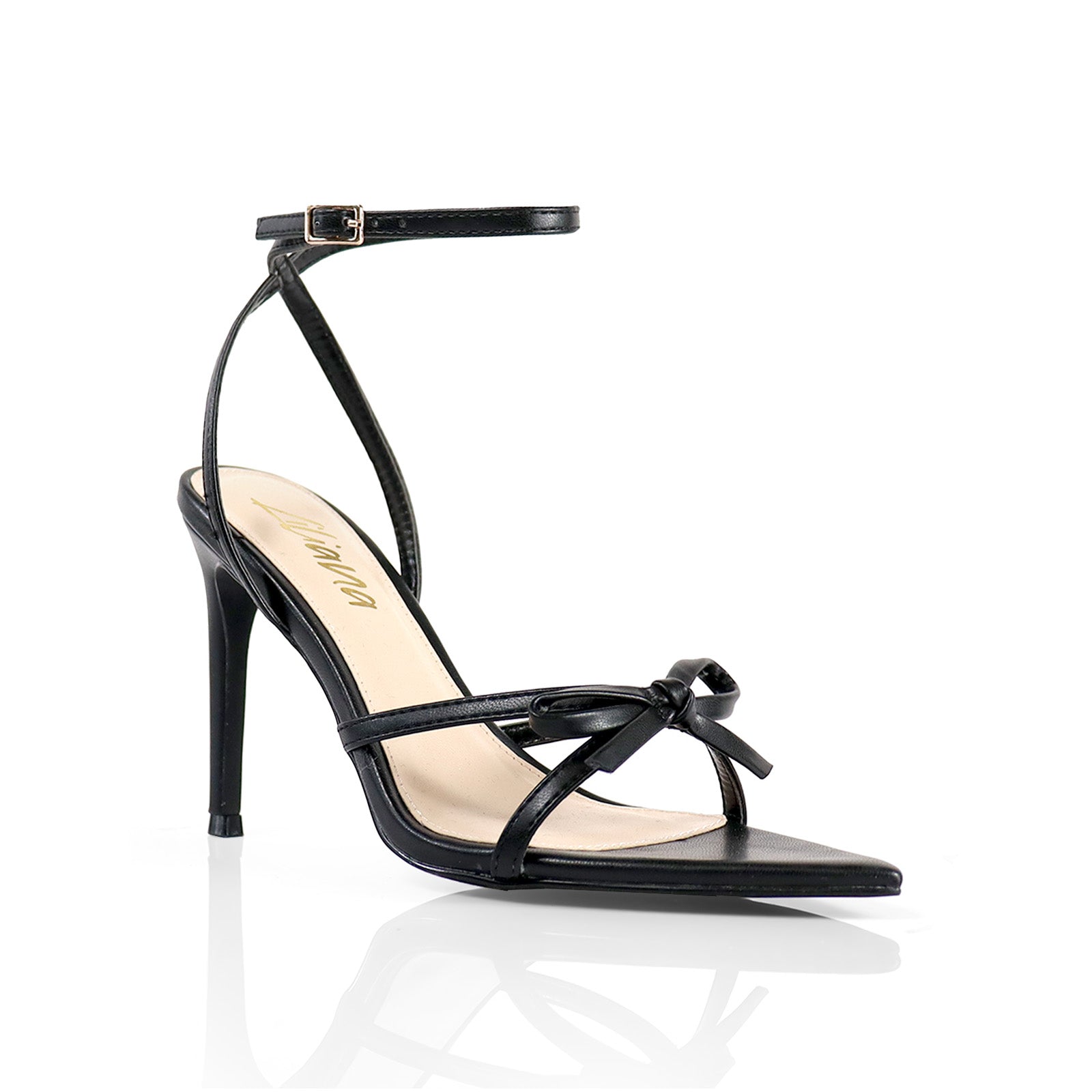 LAUCIA-30 POINTED TOE KNOT W/ STILETTO HEEL BLACK