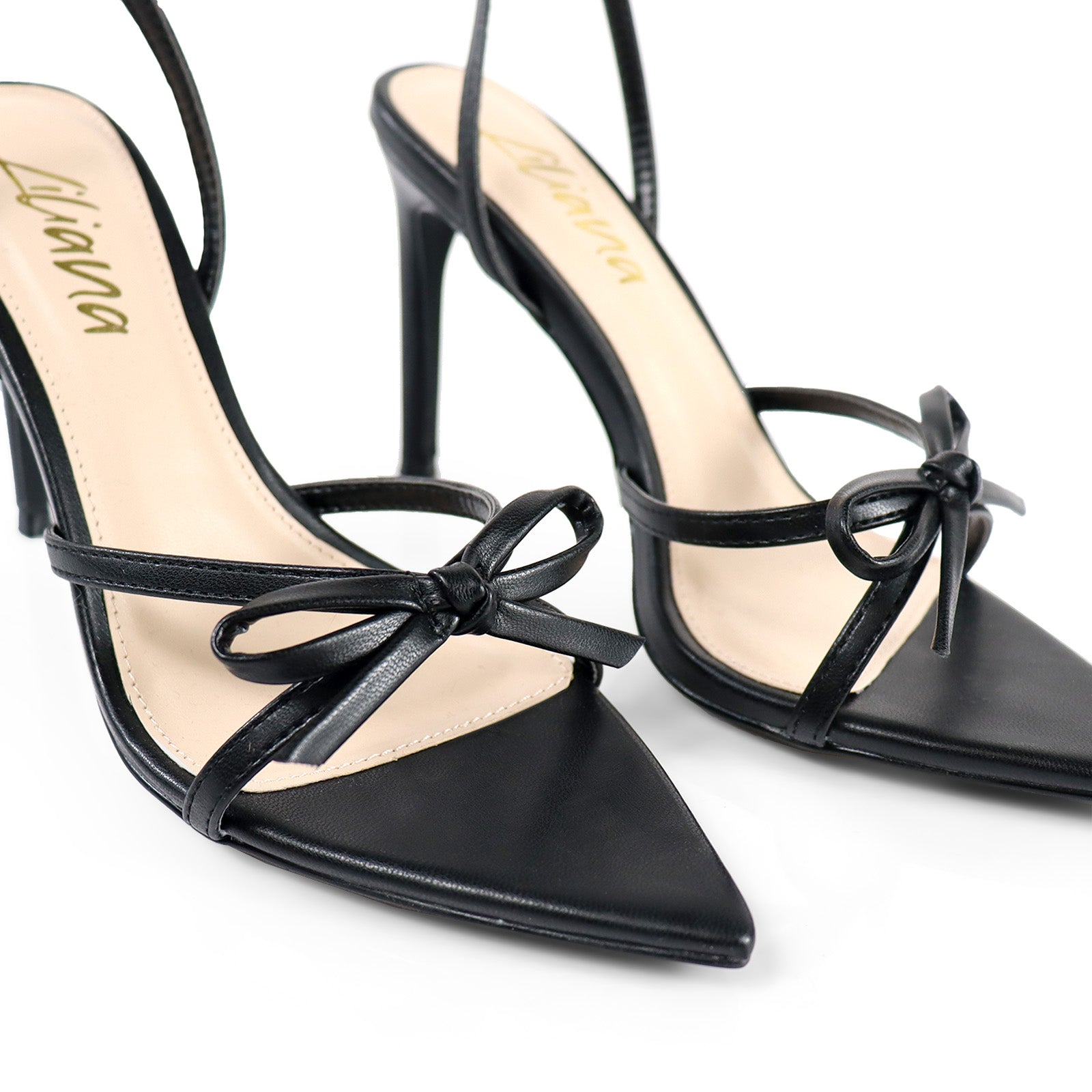 LAUCIA-30 POINTED TOE KNOT W/ STILETTO HEEL BLACK