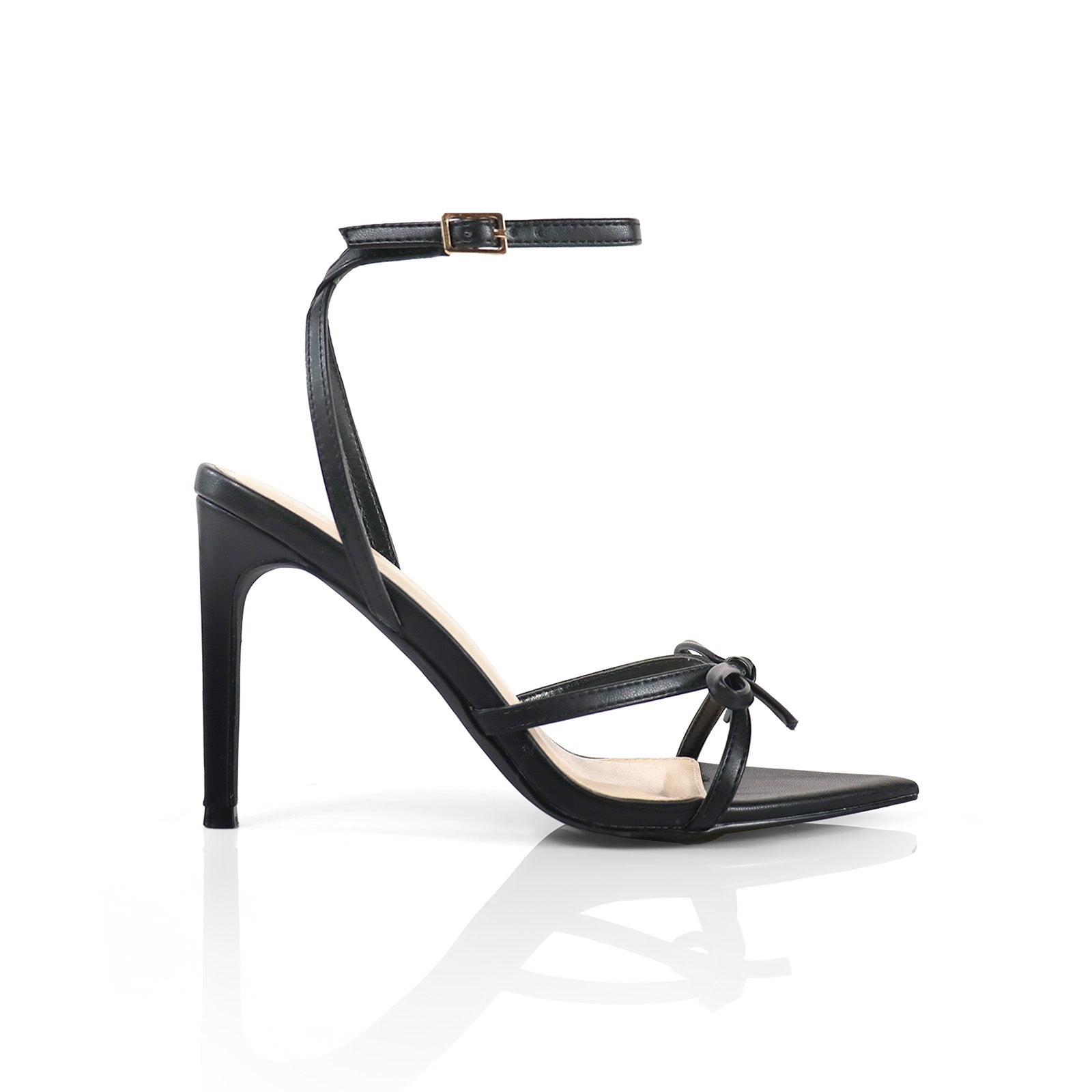 LAUCIA-30 POINTED TOE KNOT W/ STILETTO HEEL BLACK