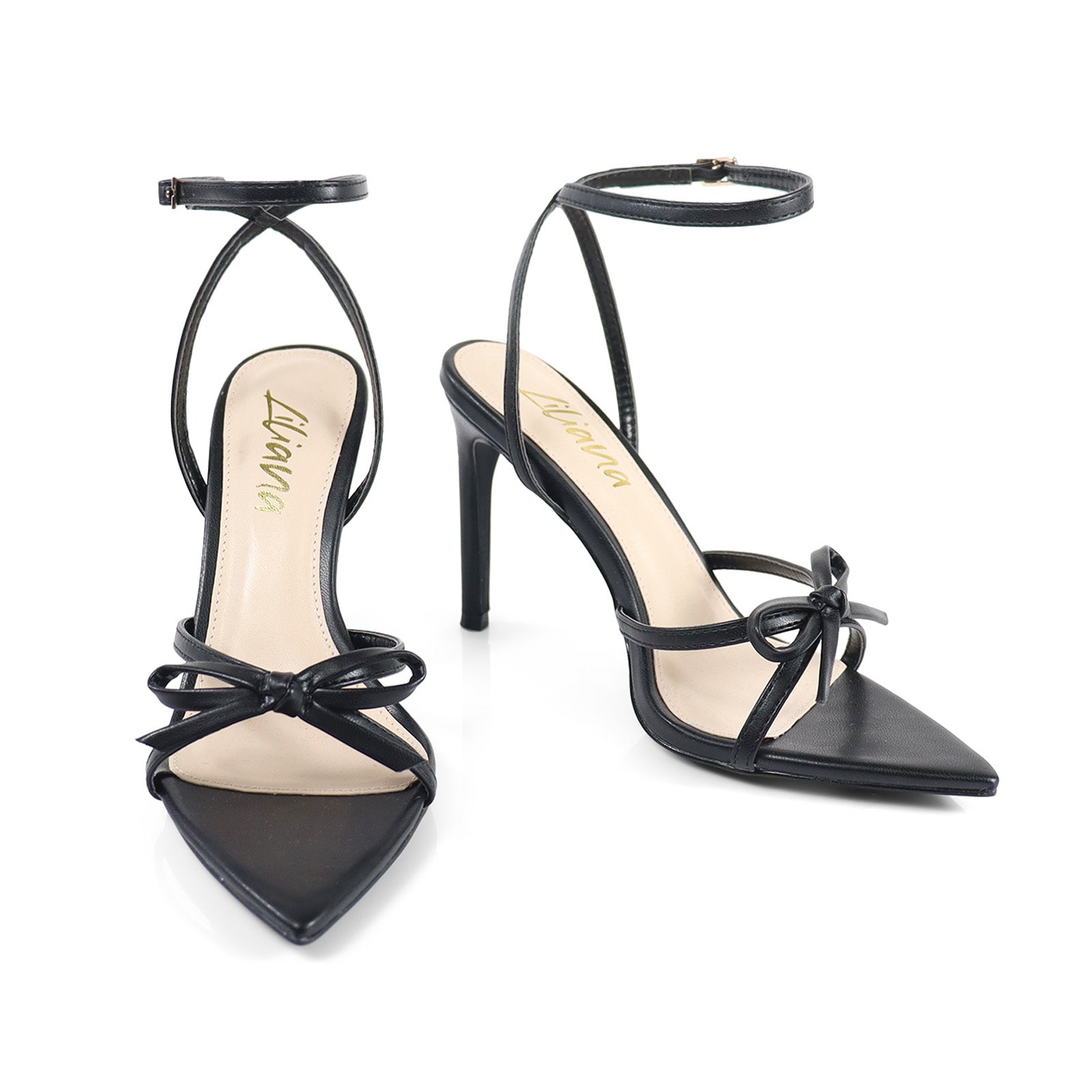 LAUCIA-30 POINTED TOE KNOT W/ STILETTO HEEL BLACK