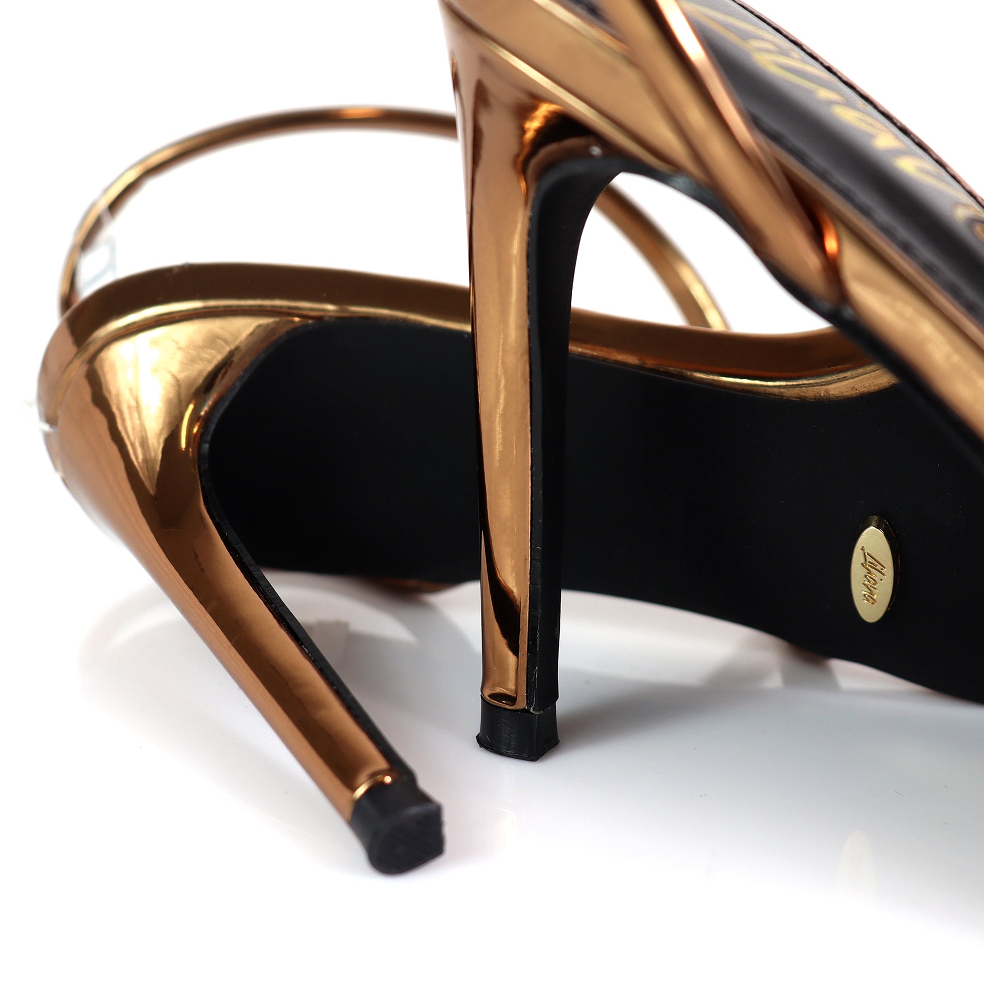 LAUCIA-38 POINTY OPEN TOE ANKLE STRAP W/ STILETTO HEEL BRONZE