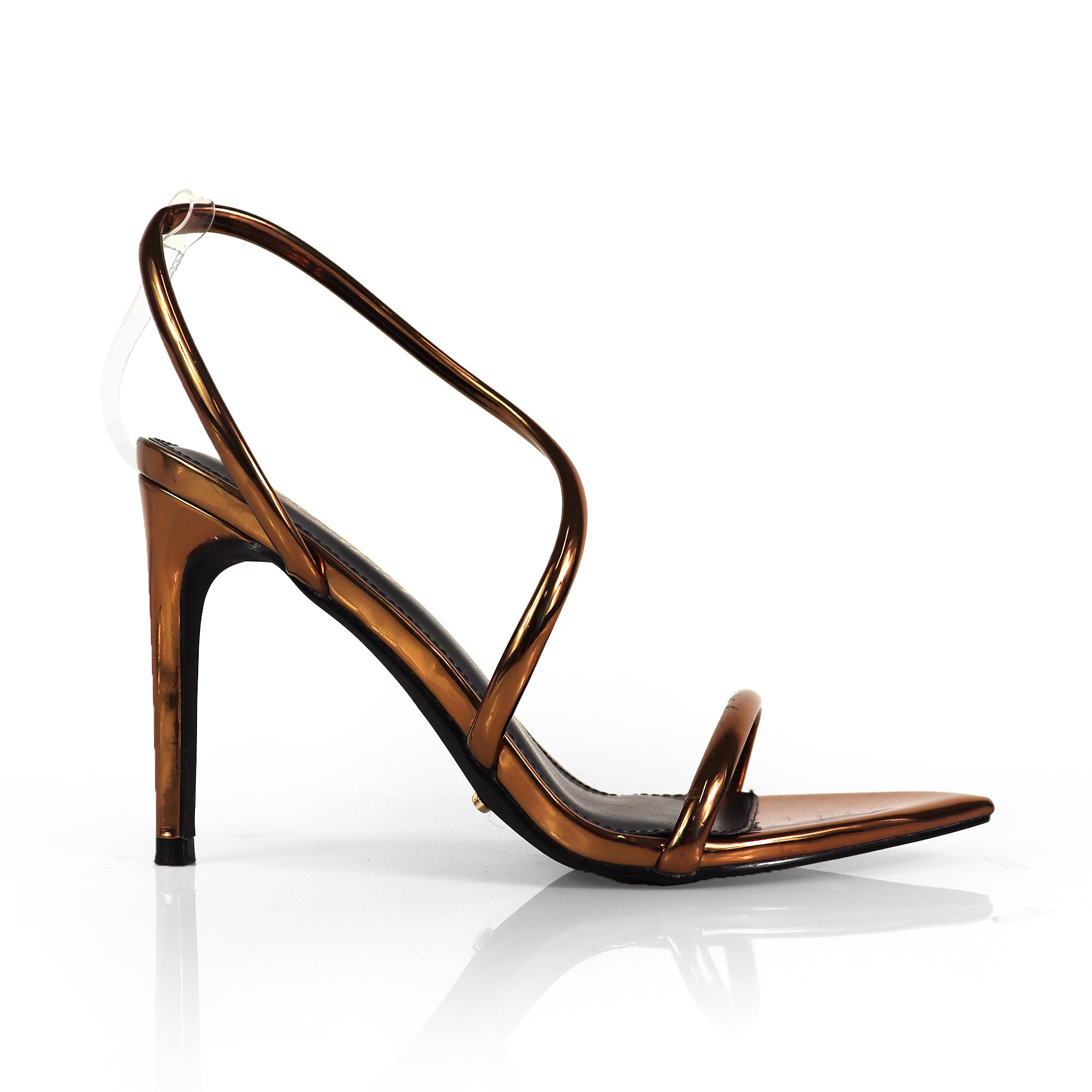 LAUCIA-38 POINTY OPEN TOE ANKLE STRAP W/ STILETTO HEEL BRONZE