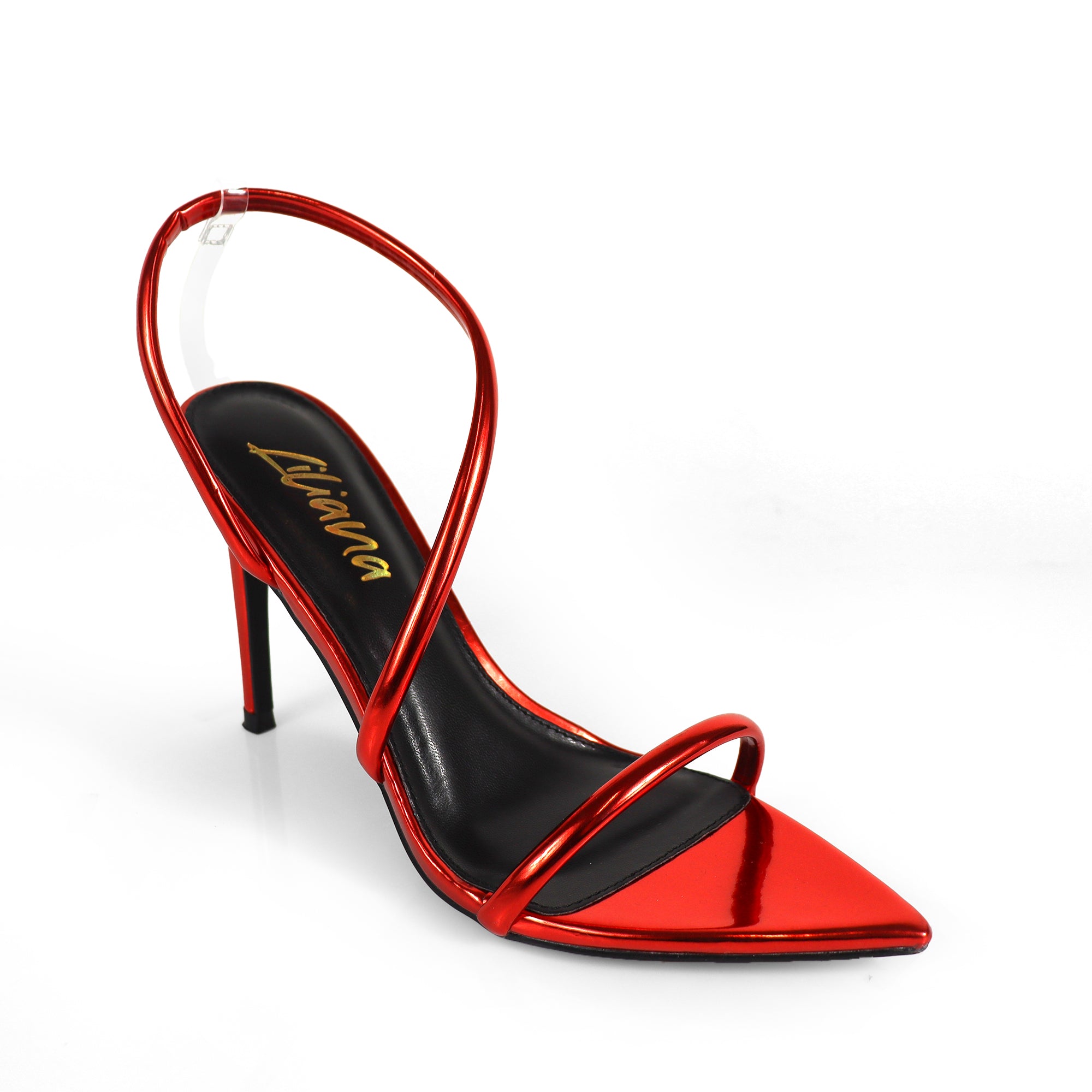 LAUCIA-38 POINTY OPEN TOE ANKLE STRAP W/ STILETTO HEEL RED