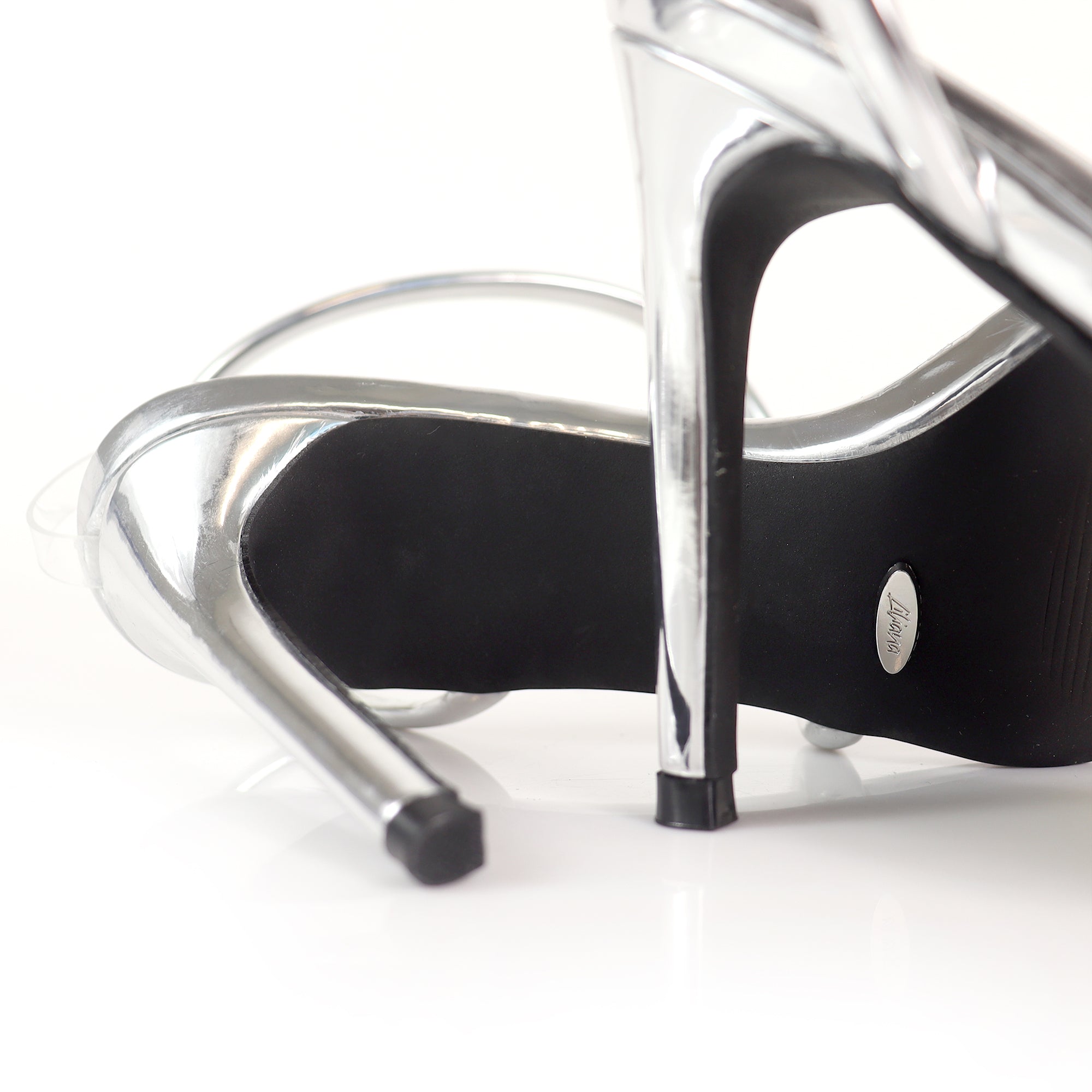 LAUCIA-38 POINTY OPEN TOE ANKLE STRAP W/ STILETTO HEEL SILVER