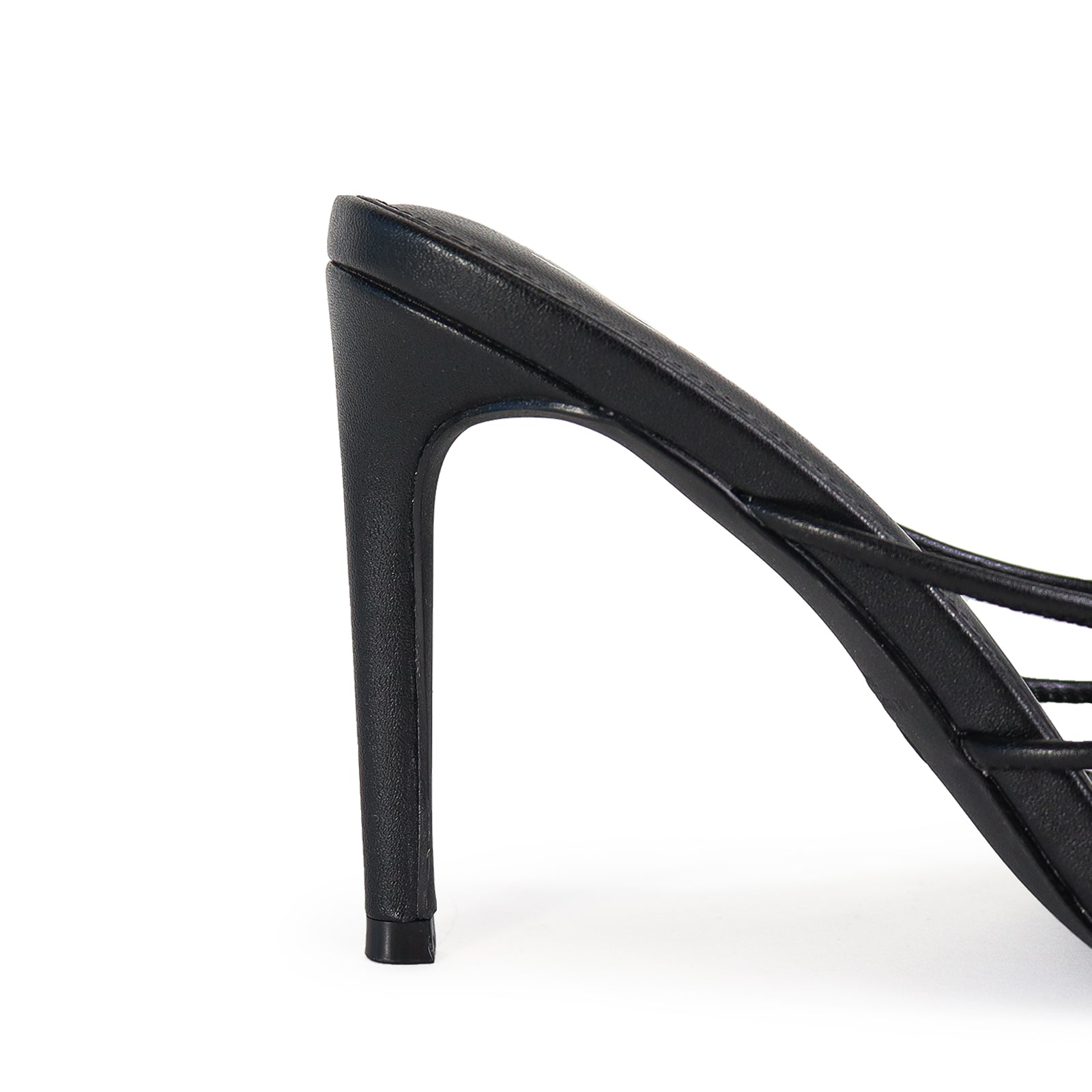 LAUCIA-4 POINTY TOE STRAPPY CROSS OVER CRYSTAL HEART WITH STILETTO MULE-BLACK