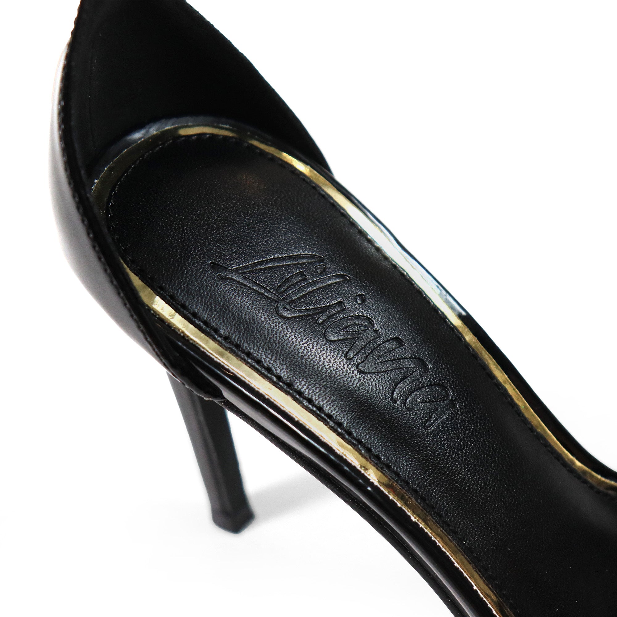 LAUCIA-41 POINTED TOE ANKLE STRAP W/ STILETTO HEEL BLACK