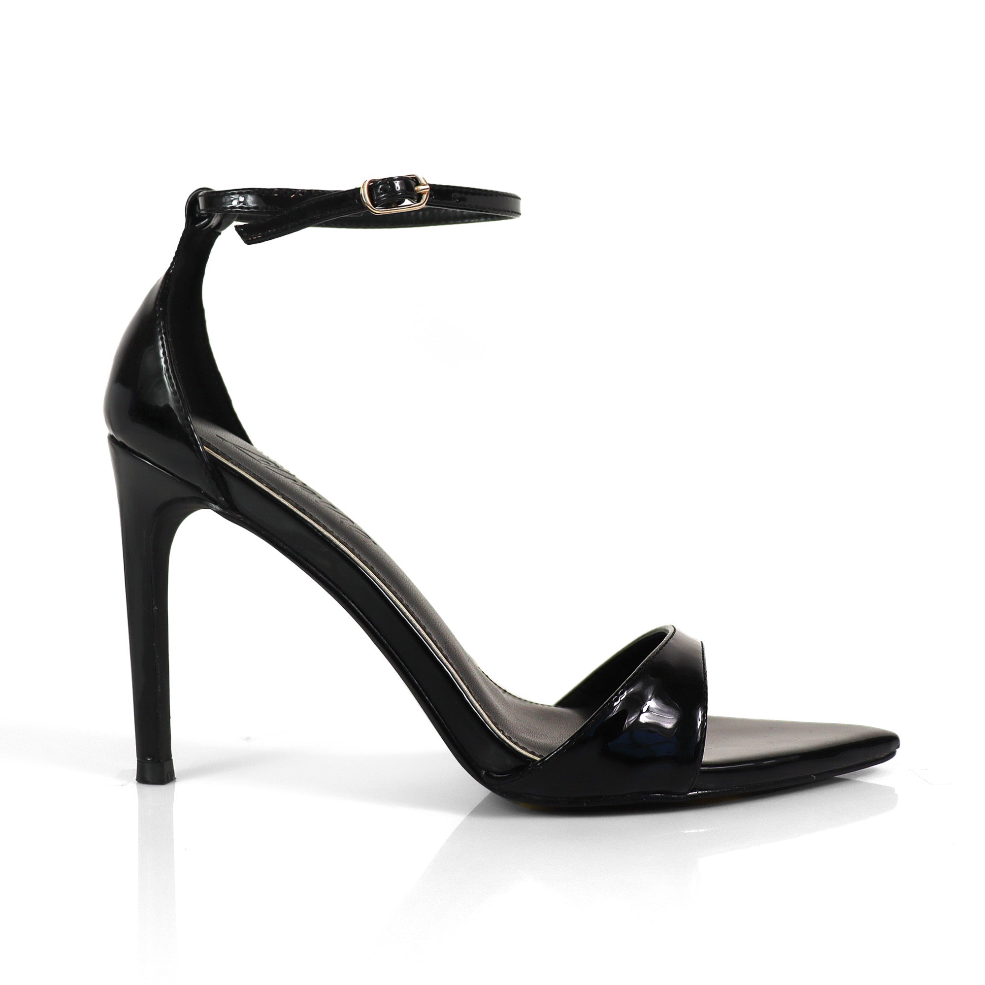 LAUCIA-41 POINTED TOE ANKLE STRAP W/ STILETTO HEEL BLACK