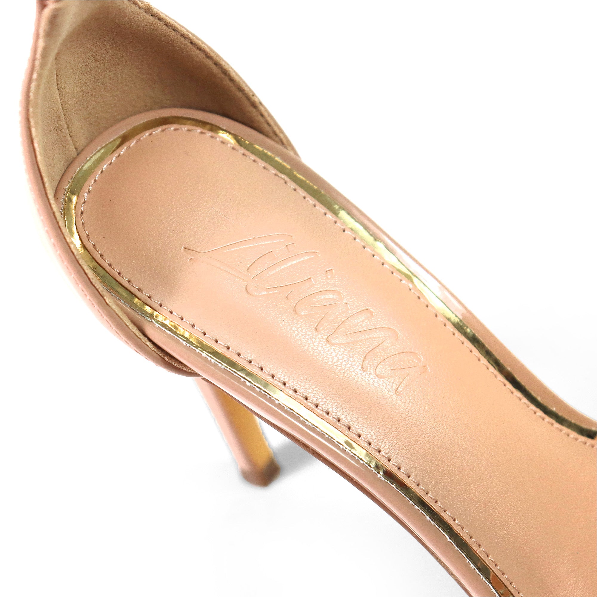 LAUCIA-41 POINTED TOE ANKLE STRAP W/ STILETTO HEEL NUDE