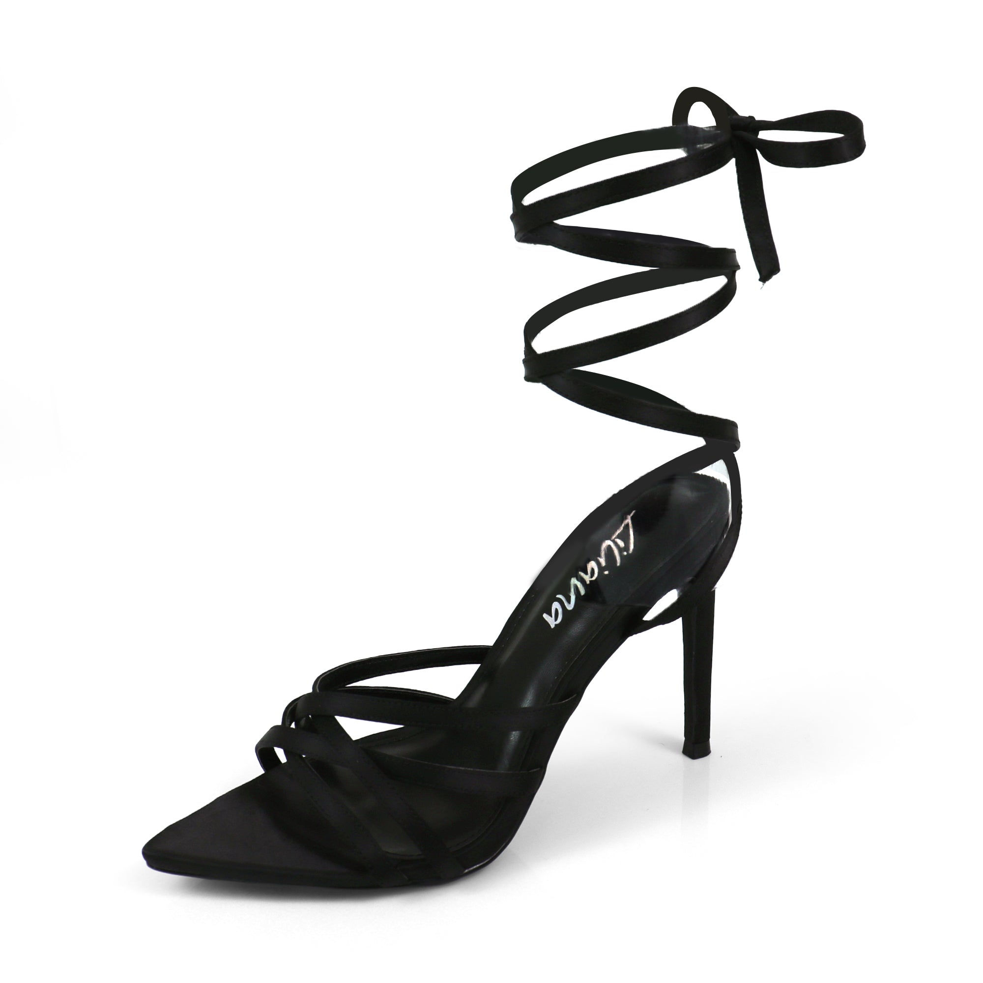 LAUCIA-74 STRAP MULE W/ HEEL BLACK