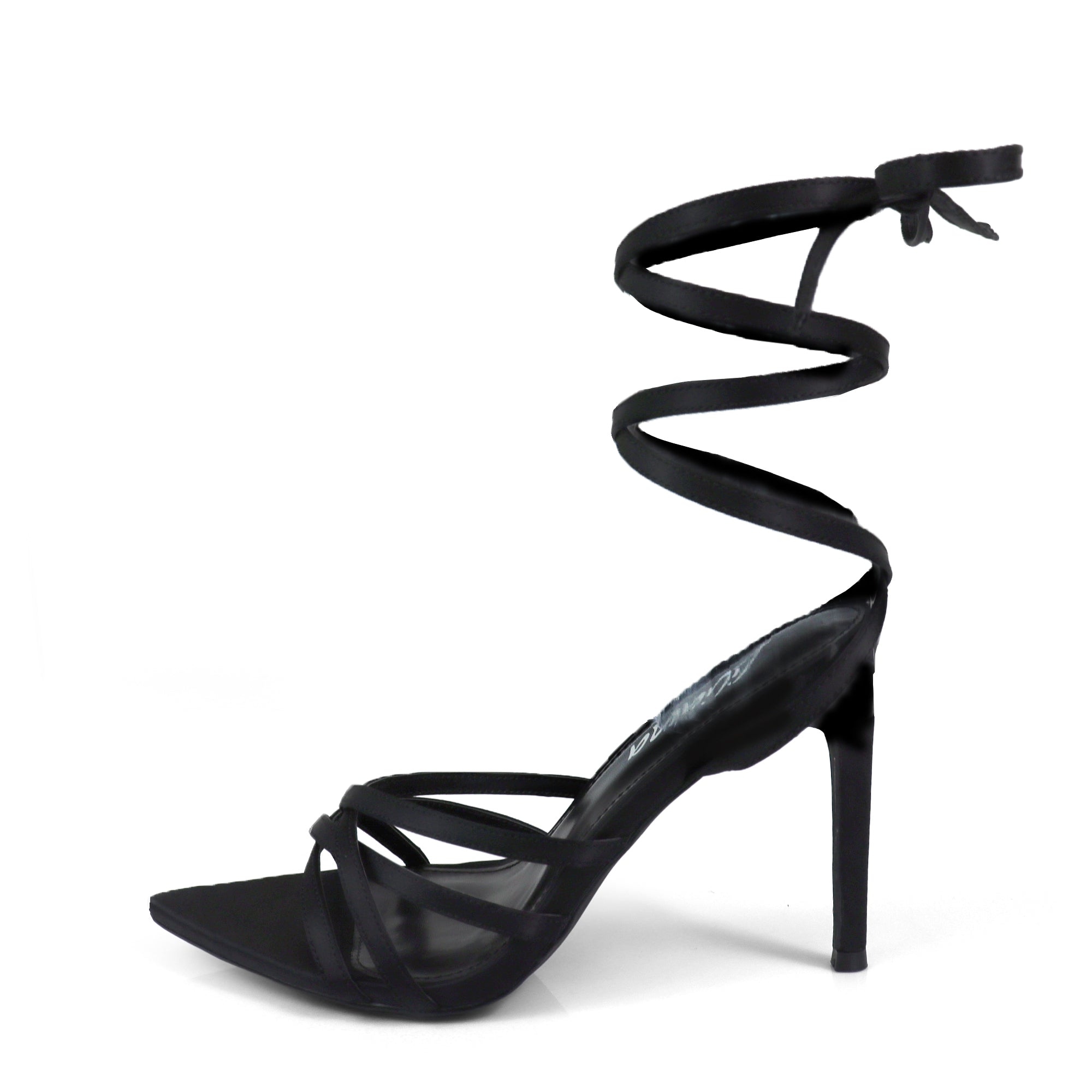 LAUCIA-74 STRAP MULE W/ HEEL BLACK