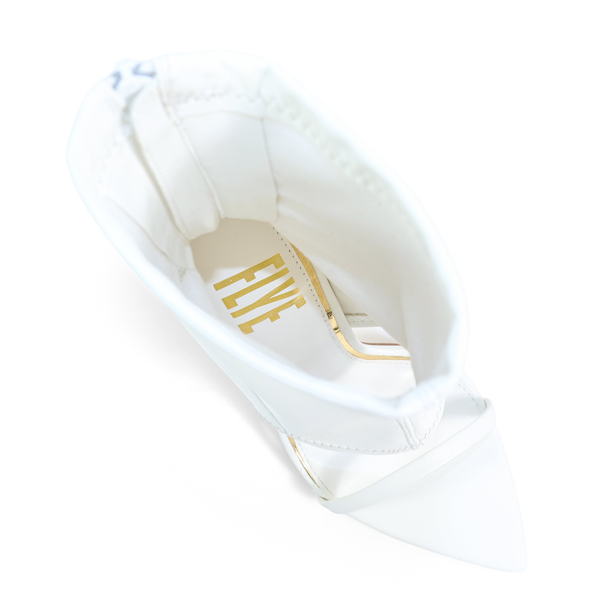 LAURENT-115 POINTY TOE PEEP TOE HEEL W/ ANKLE WARP WHITE