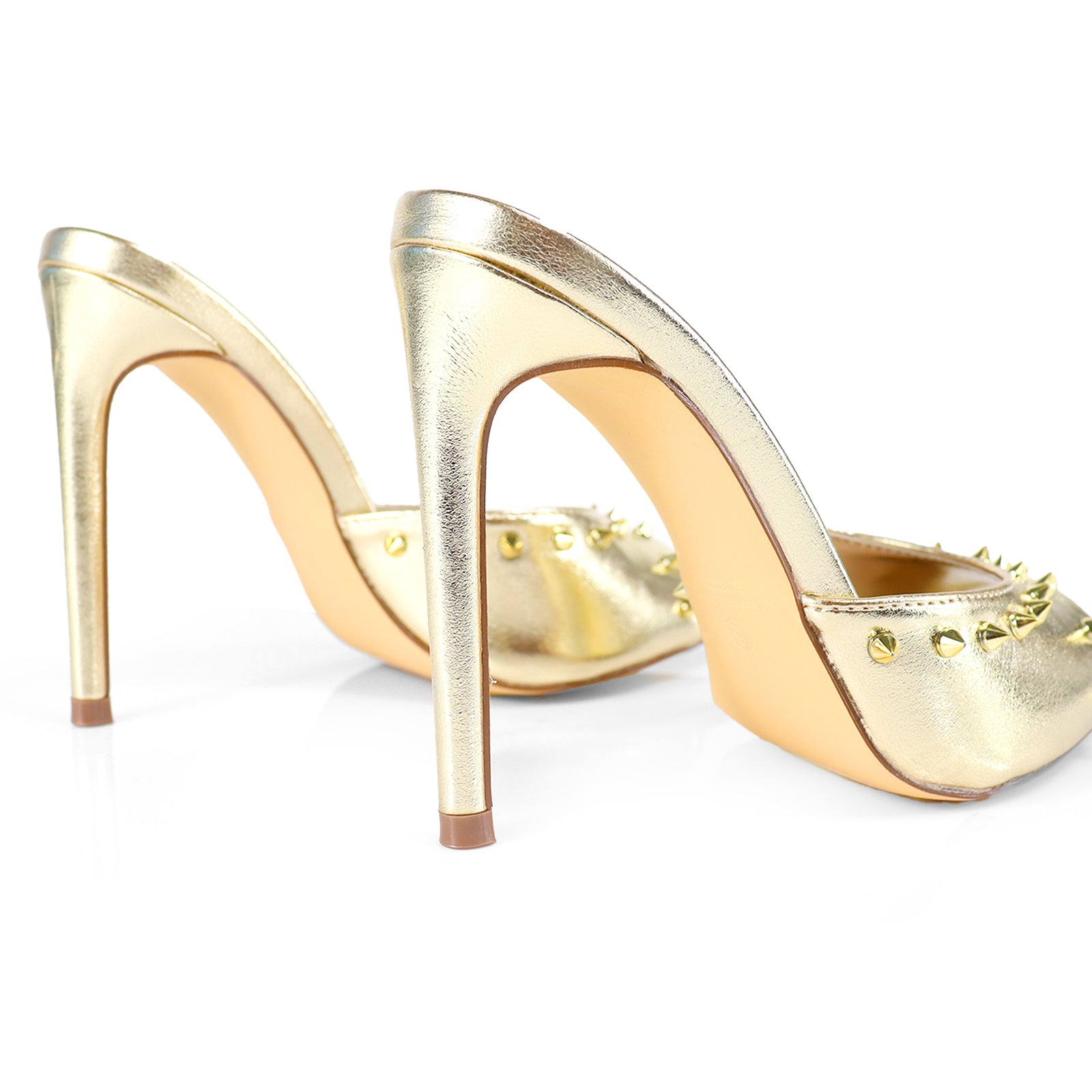 LAURENT-125 POINTY PEEP TO RIVET UPPER W HEEL GOLD