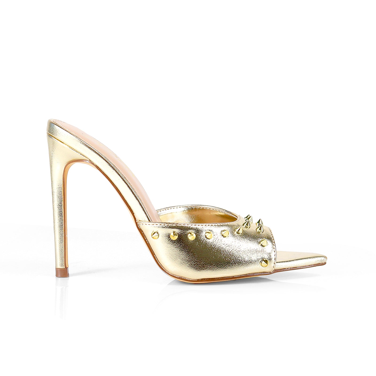LAURENT-125 POINTY PEEP TO RIVET UPPER W HEEL GOLD