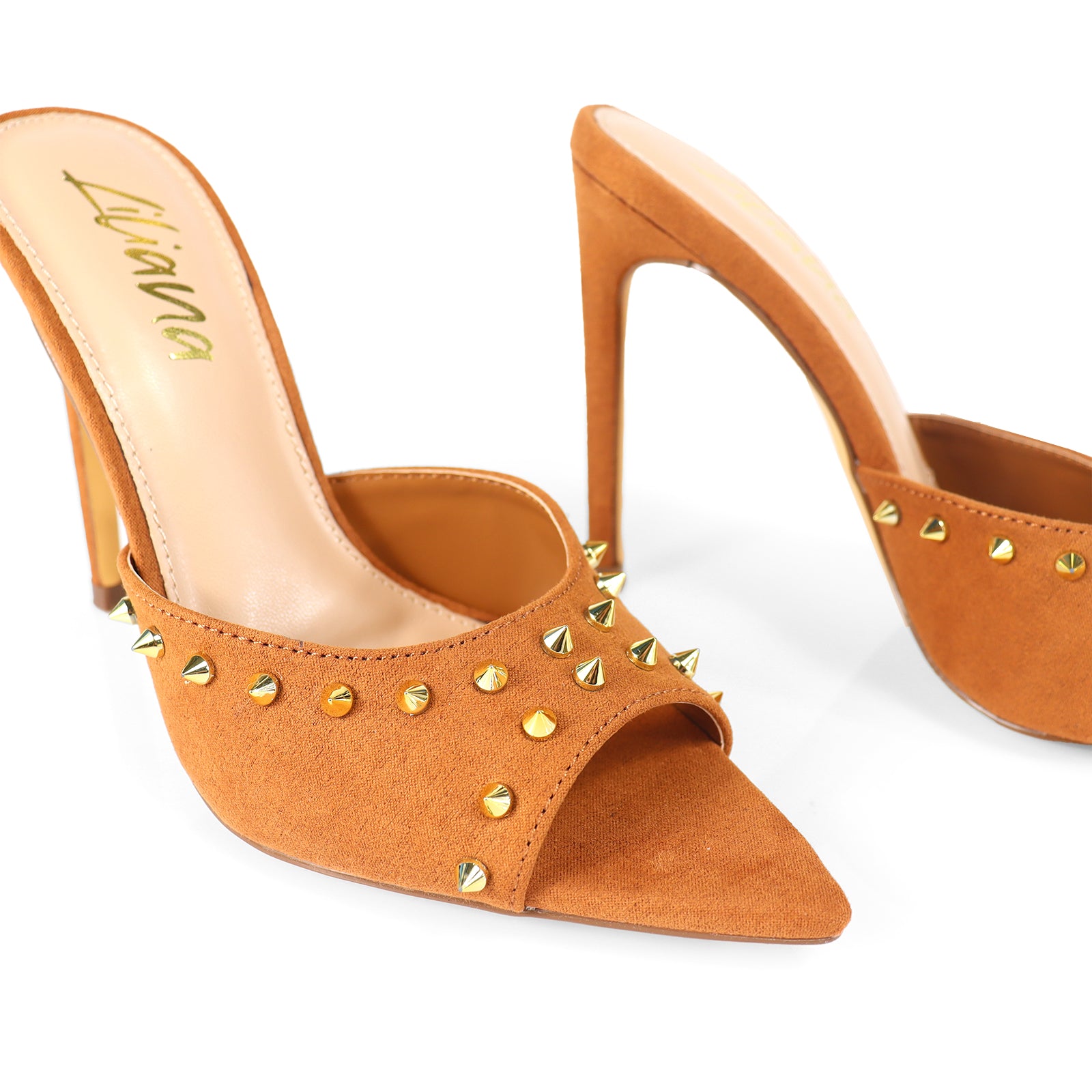LAURENT-125 POINTY PEEP TO RIVET UPPER W HEEL TAN
