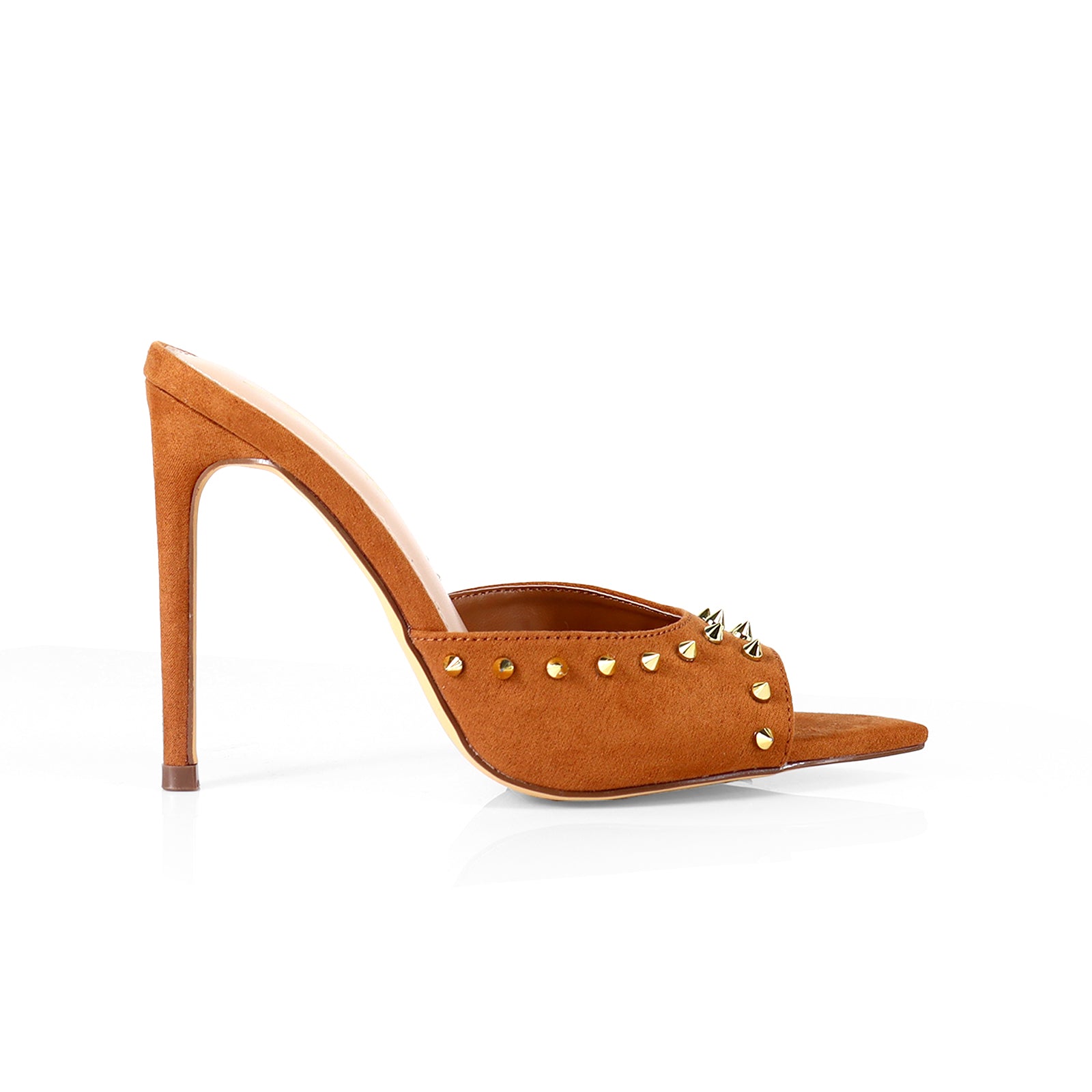 LAURENT-125 POINTY PEEP TO RIVET UPPER W HEEL TAN