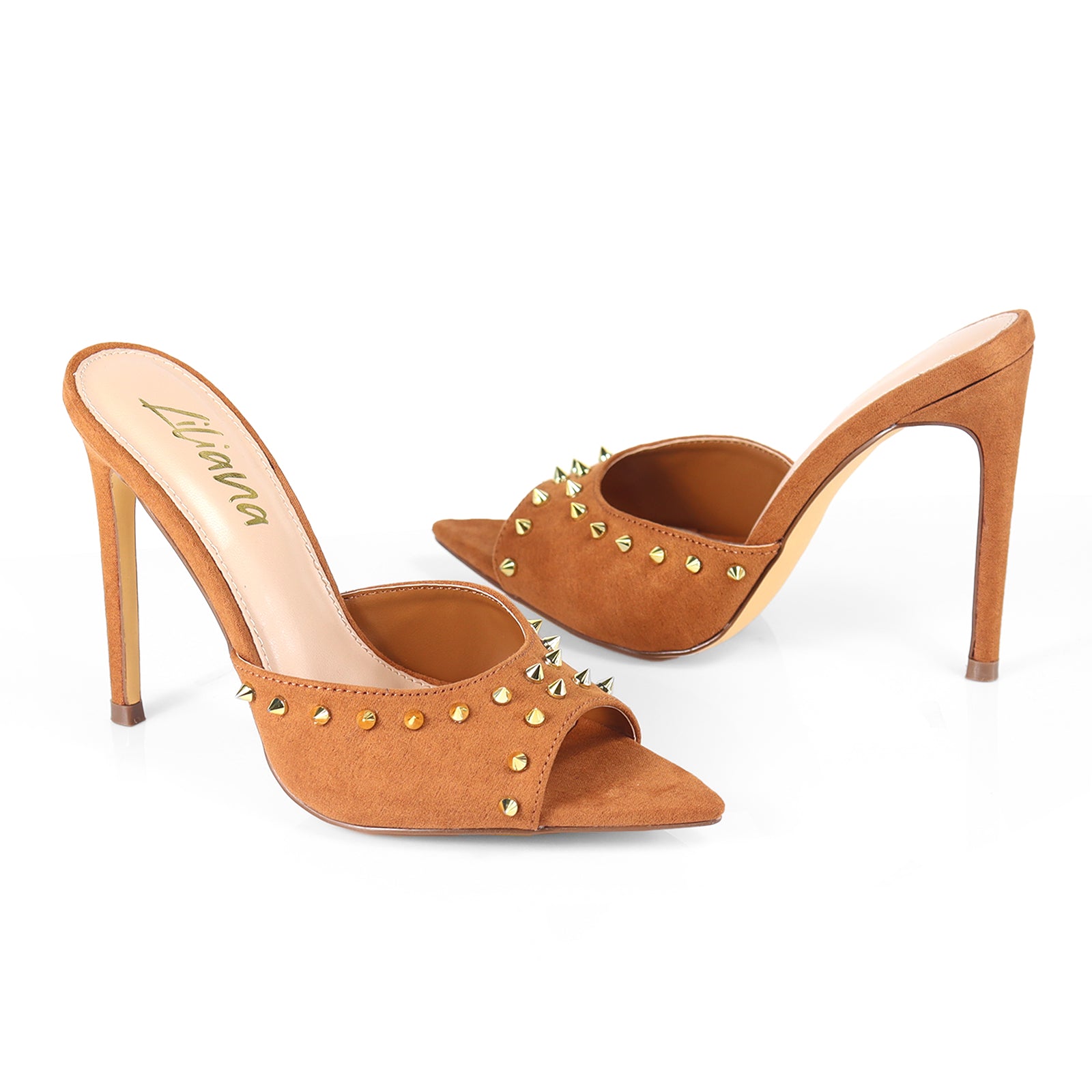 LAURENT-125 POINTY PEEP TO RIVET UPPER W HEEL TAN