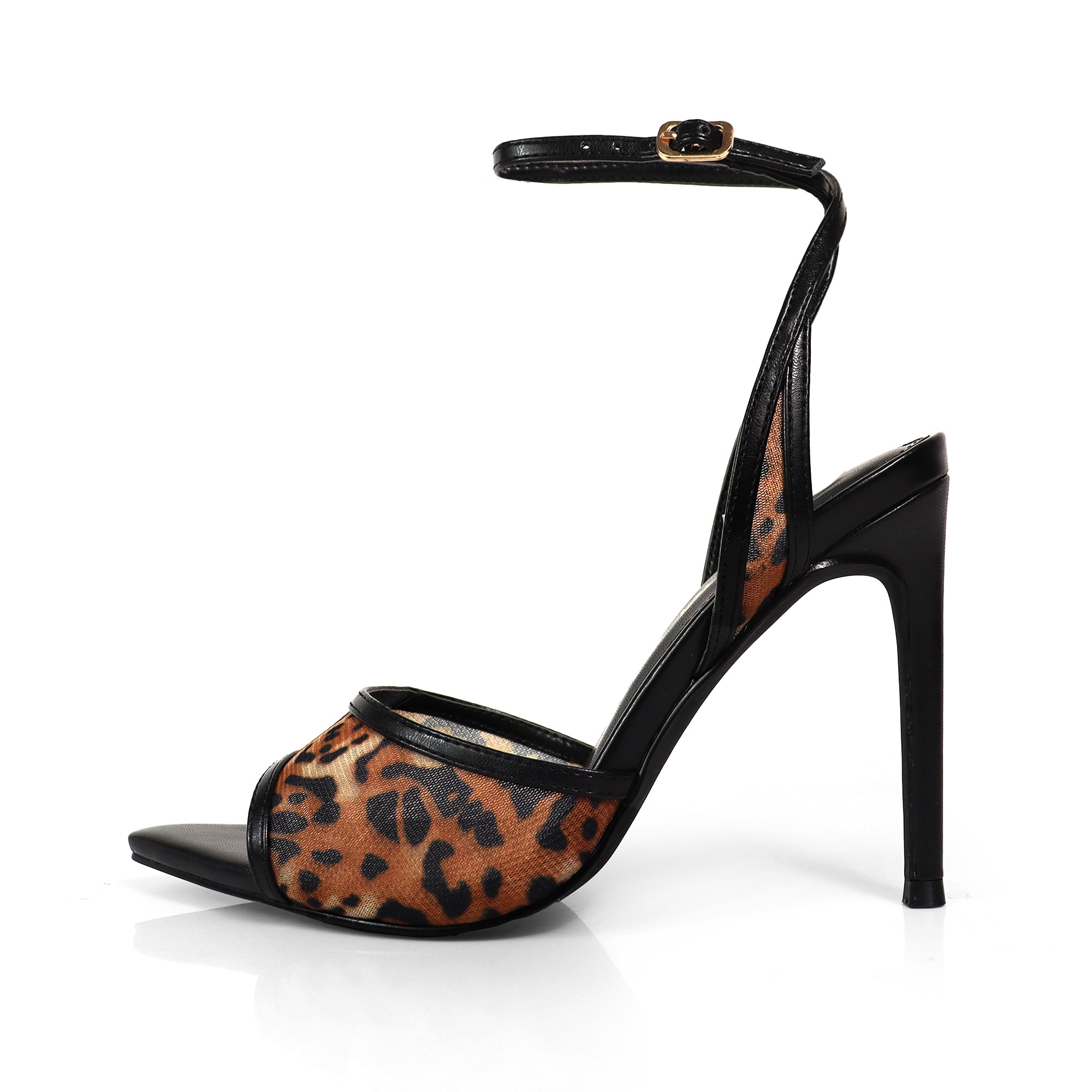 LAURENT-133 POINTED TOE MESH STRAP HEEL LEOPARD