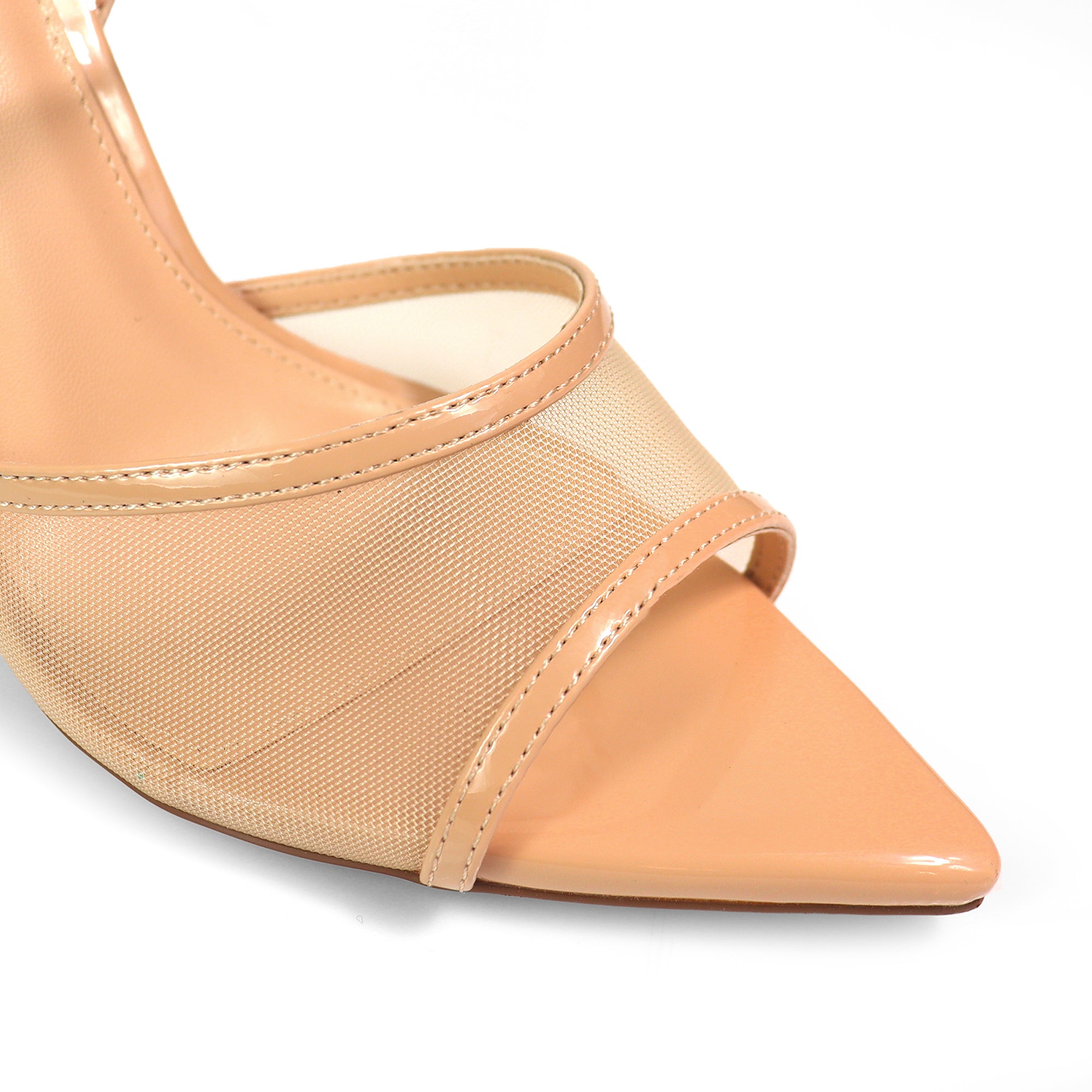 LAURENT-133 POINTED TOE MESH STRAP HEEL NUDE