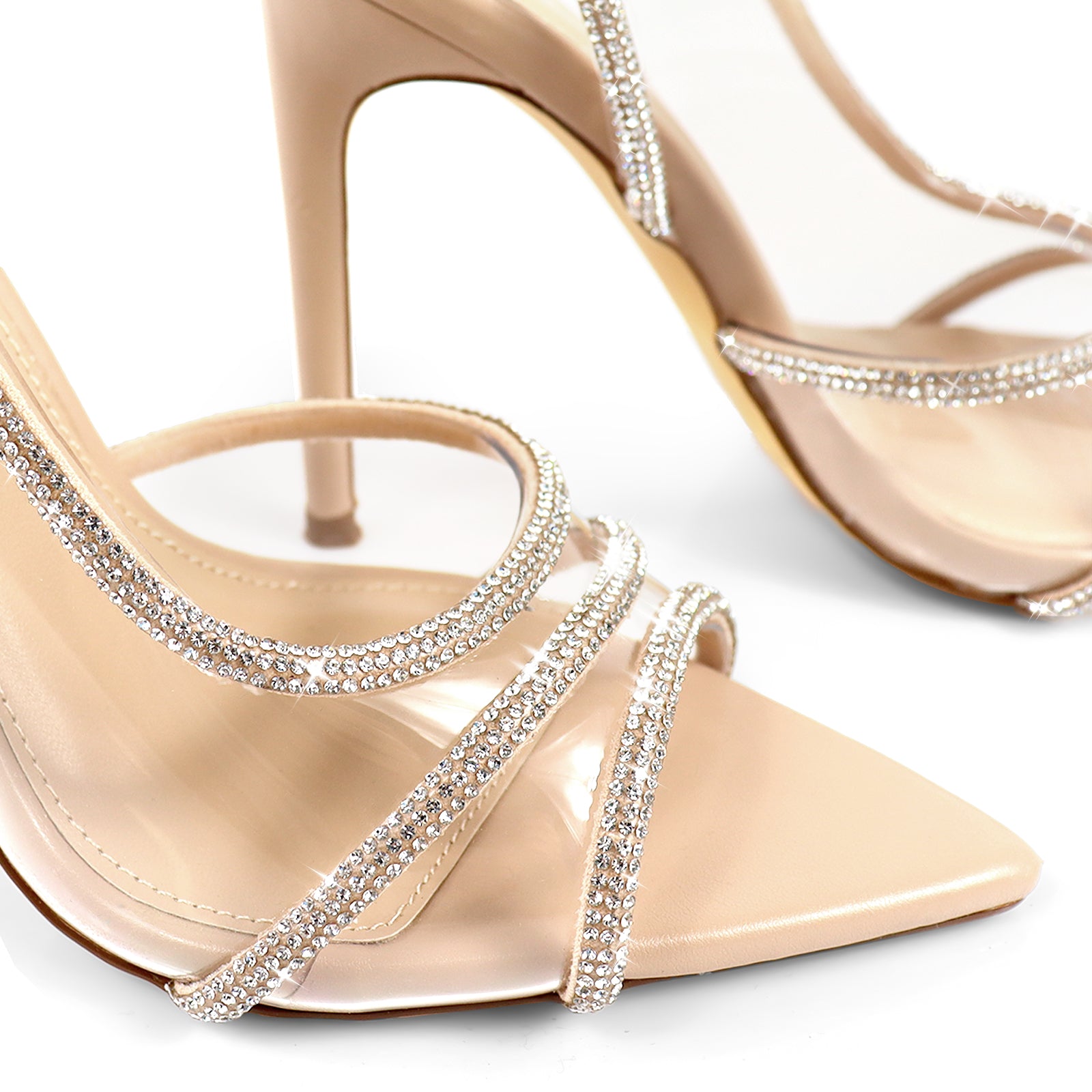 LAURENT-139 POINTED TOE RHINESTONE STRAP HEEL NUDE
