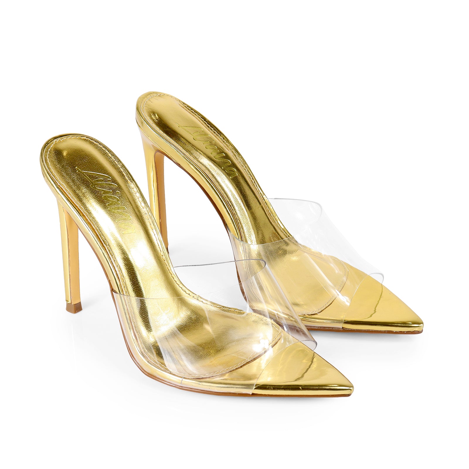 LAURENT-3 HEELED SANDAL W/ POINTY TOE GOLD