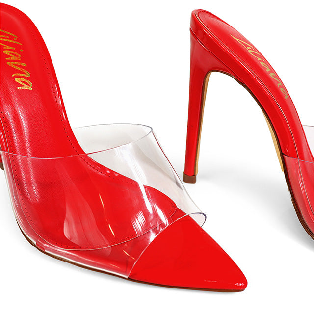 LAURENT-3 HEELED SANDAL W/ POINTY TOE RED