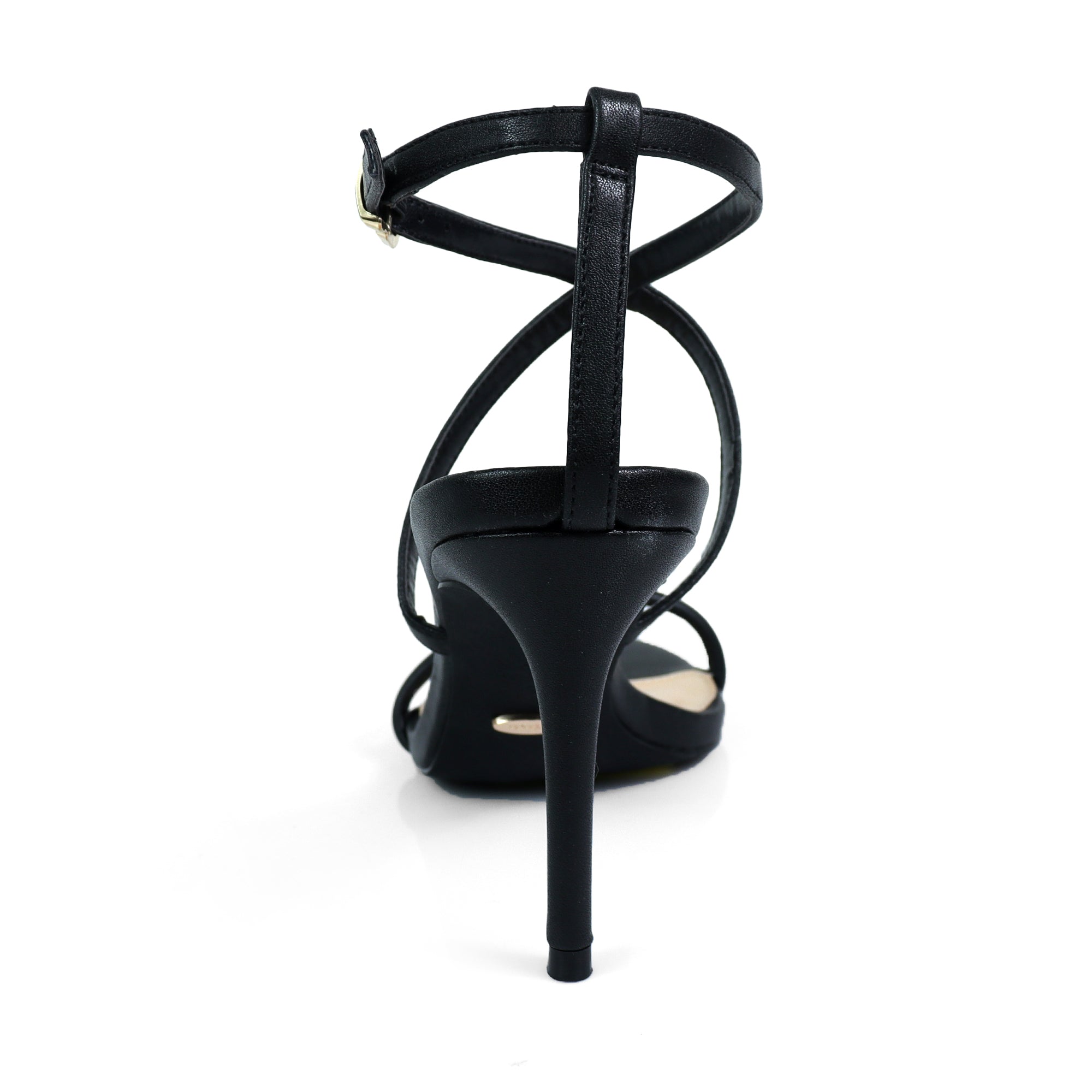LAURETTA-1 CRISS CROSS STRAP HEEL BLACK