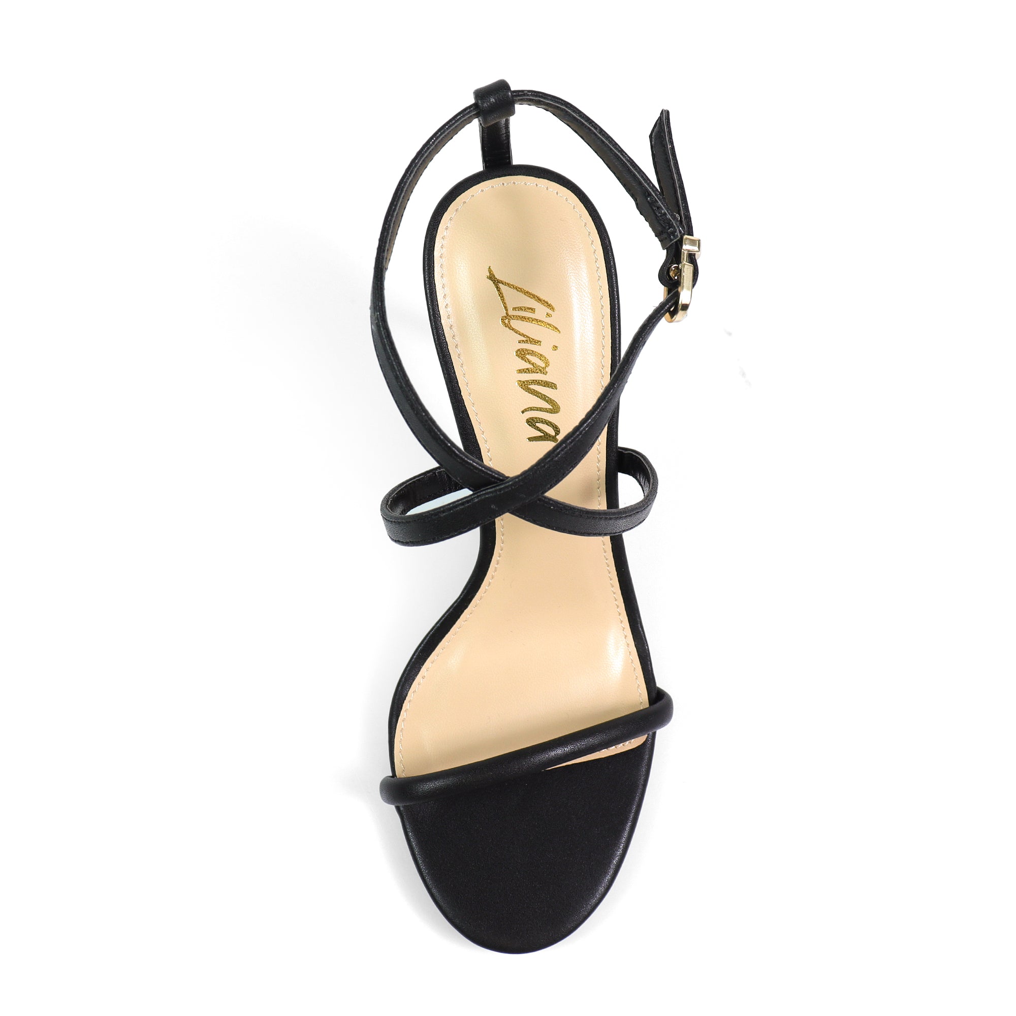 LAURETTA-1 CRISS CROSS STRAP HEEL BLACK