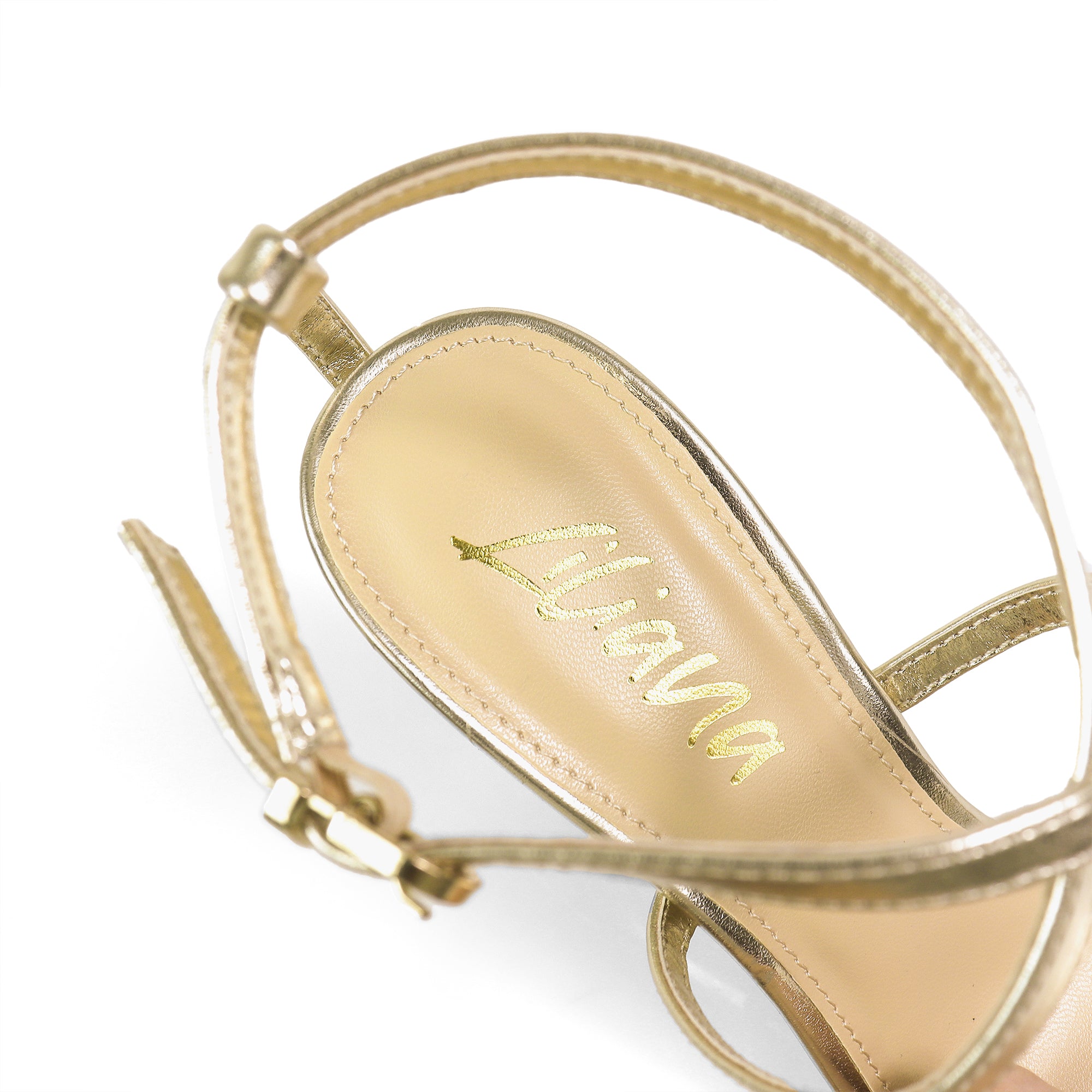 LAURETTA-1 CRISS CROSS STRAP HEEL GOLD