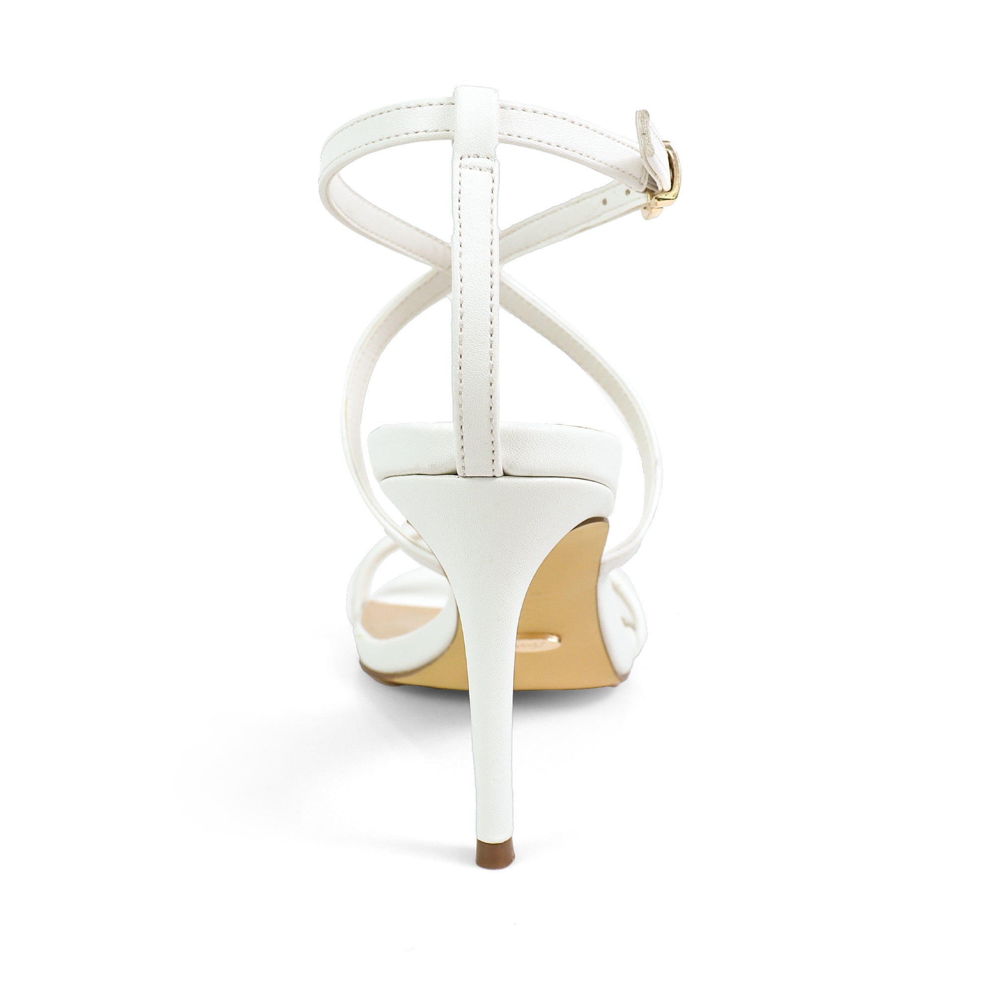 LAURETTA-1 CRISS CROSS STRAP HEEL WHITE