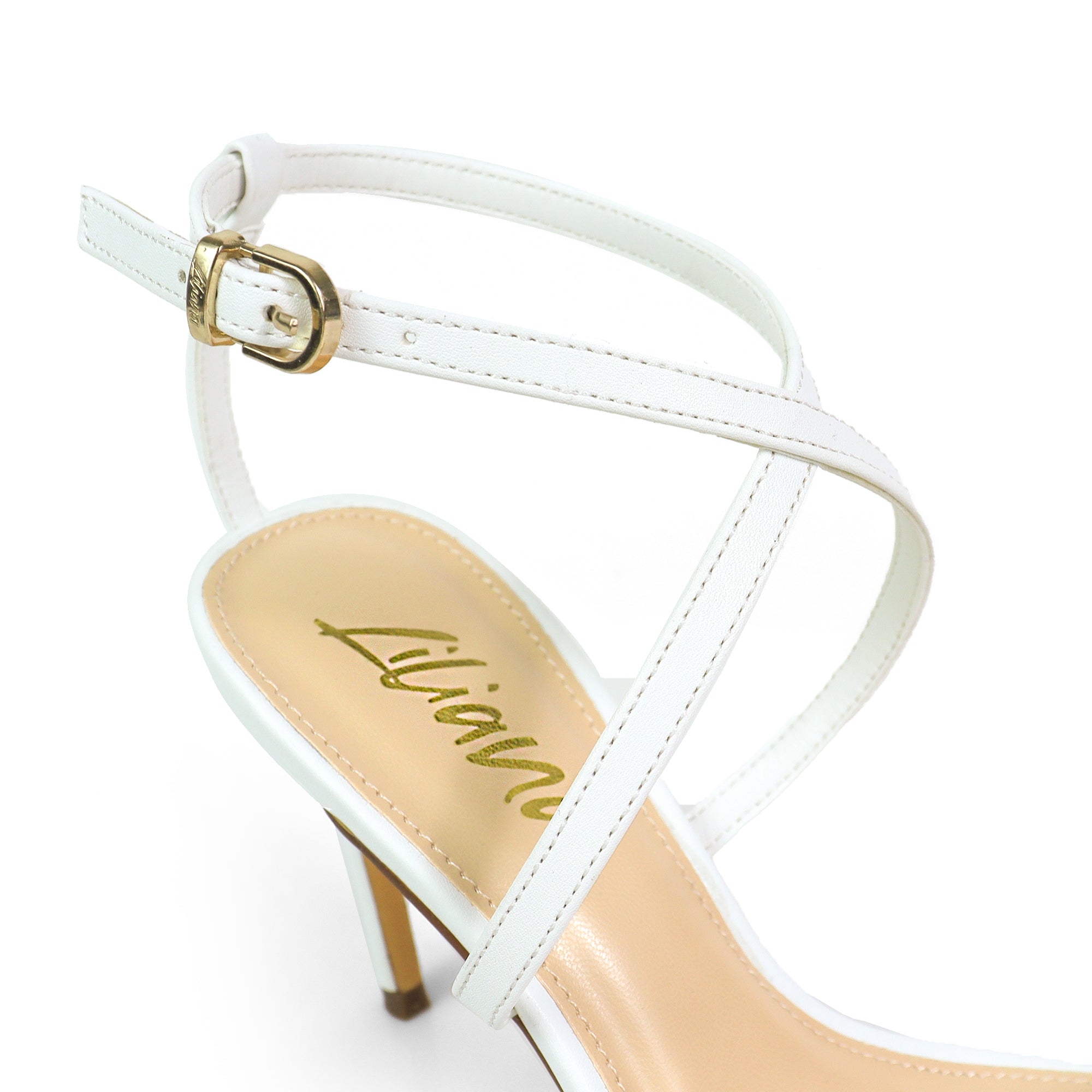 LAURETTA-1 CRISS CROSS STRAP HEEL WHITE