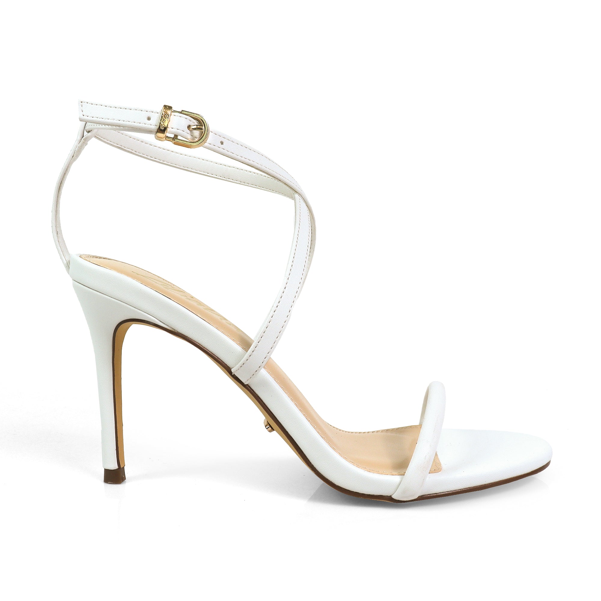 LAURETTA-1 CRISS CROSS STRAP HEEL WHITE