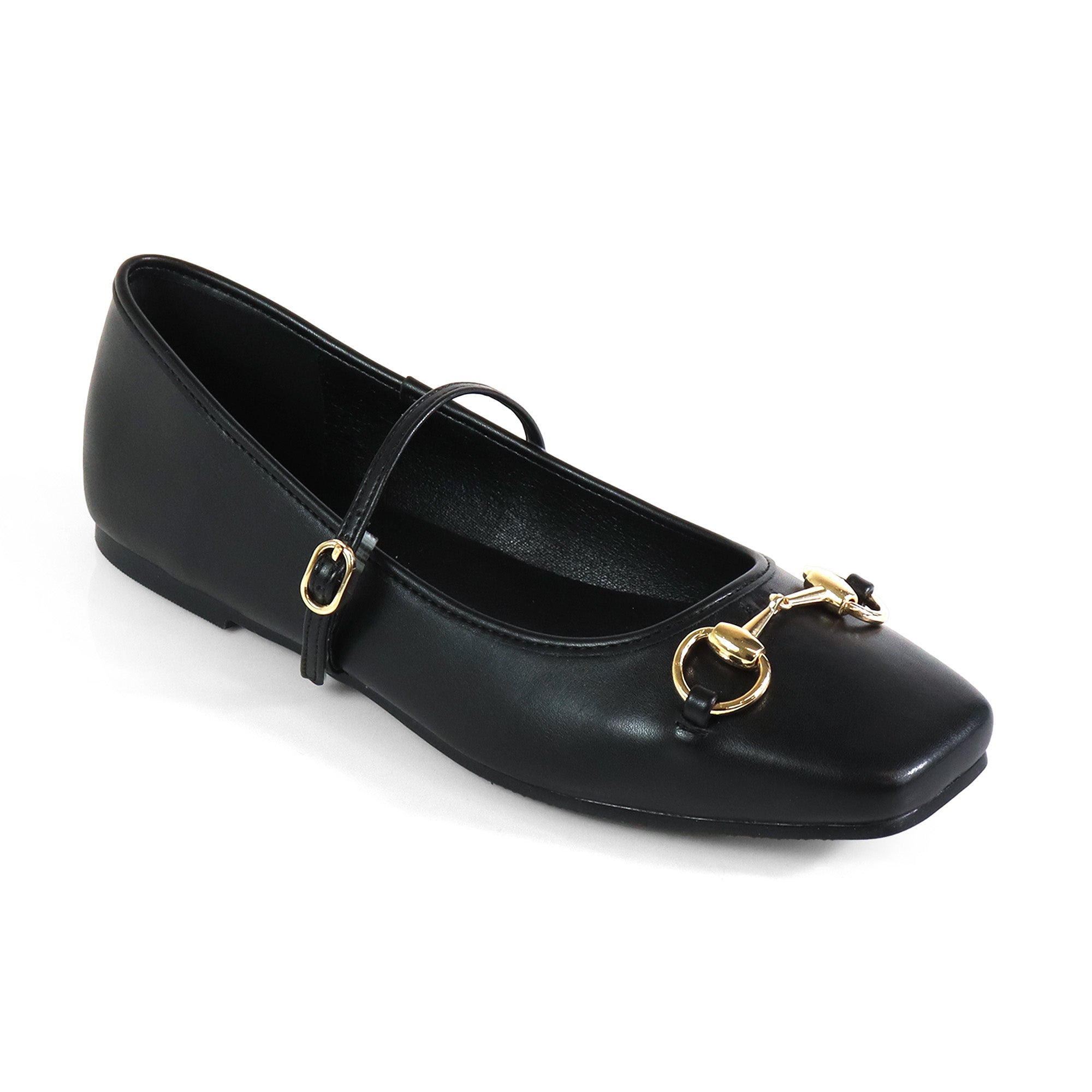LAVENE-1 HORSEBIT BALLET FLAT BLACK