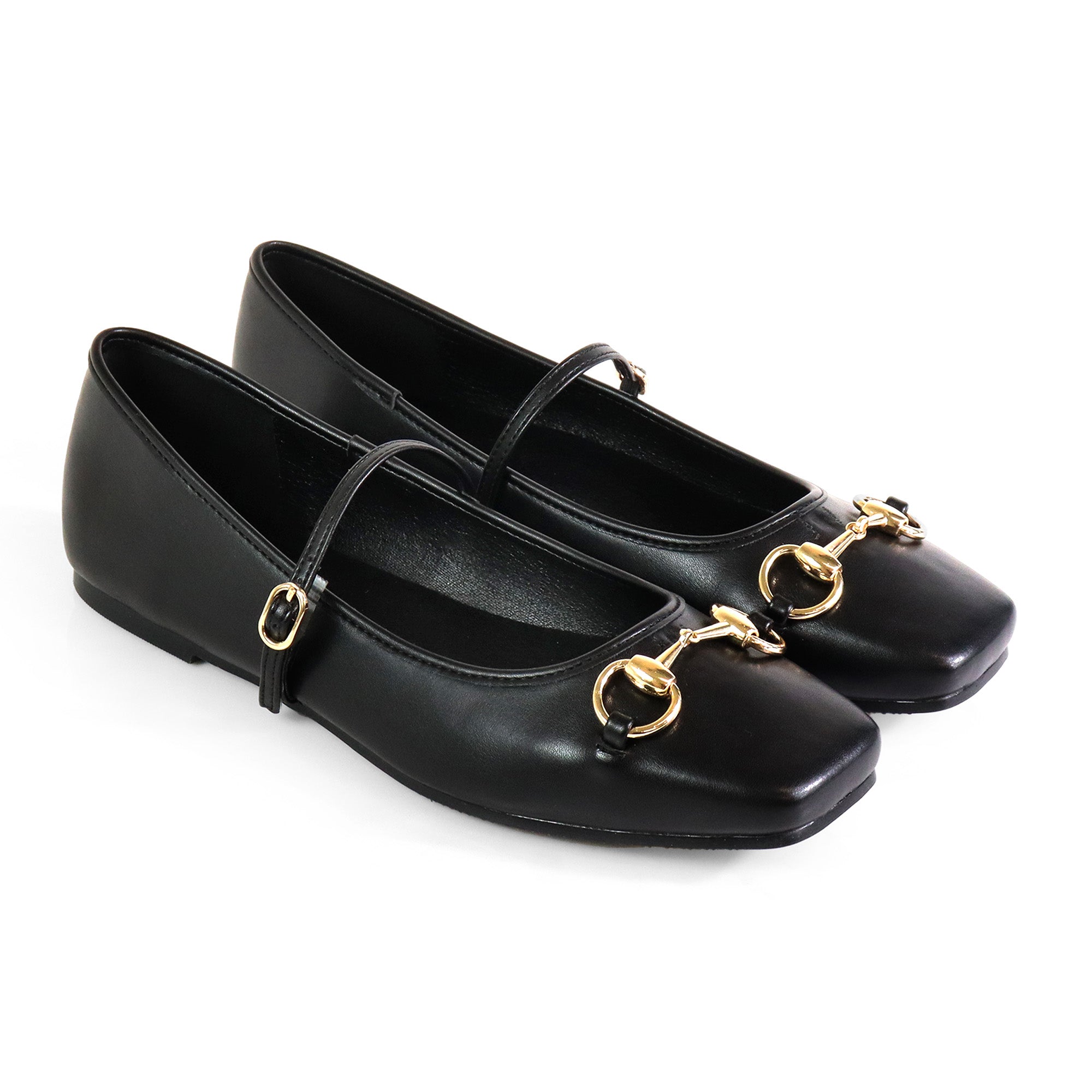 LAVENE-1 HORSEBIT BALLET FLAT BLACK