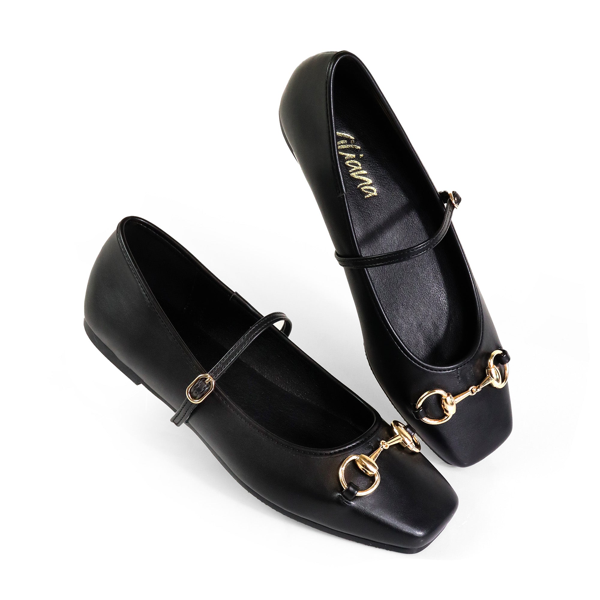 LAVENE-1 HORSEBIT BALLET FLAT BLACK