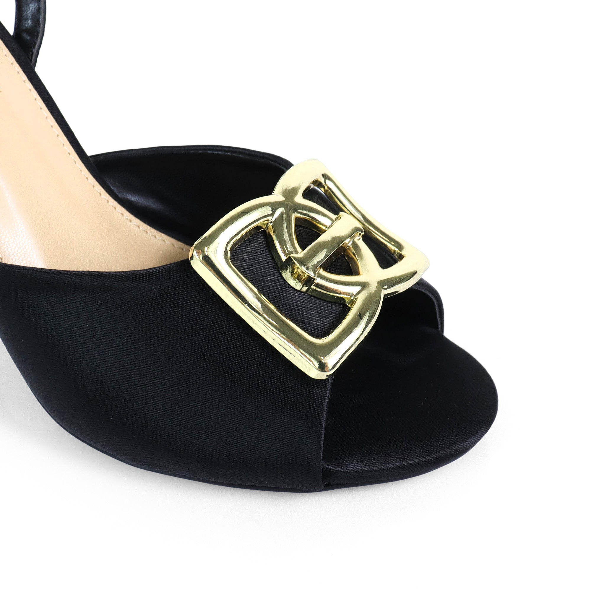 LAWRIE-1 PEEP TOE ANKLE STRAP HEEL BLACK