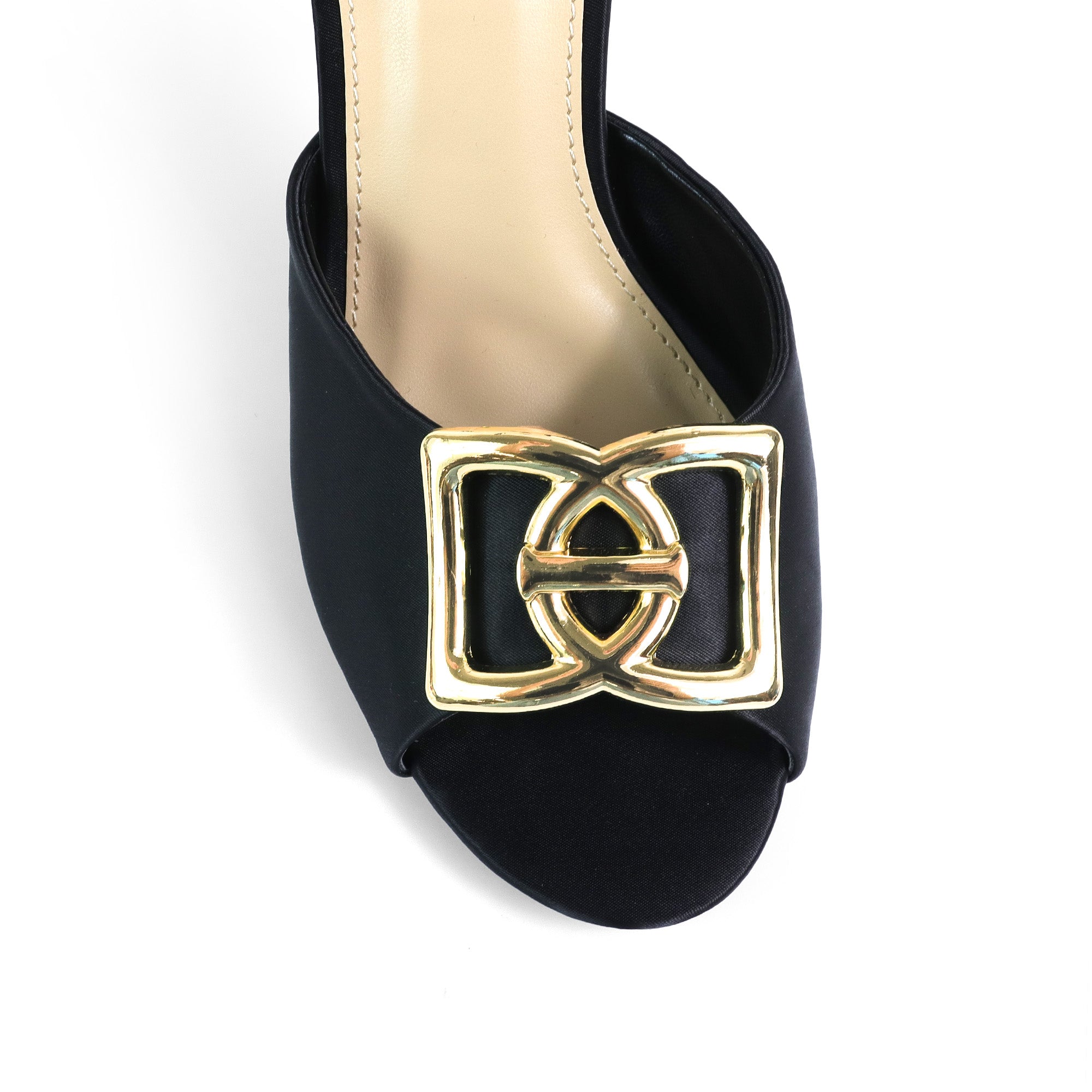 LAWRIE-1 PEEP TOE ANKLE STRAP HEEL BLACK