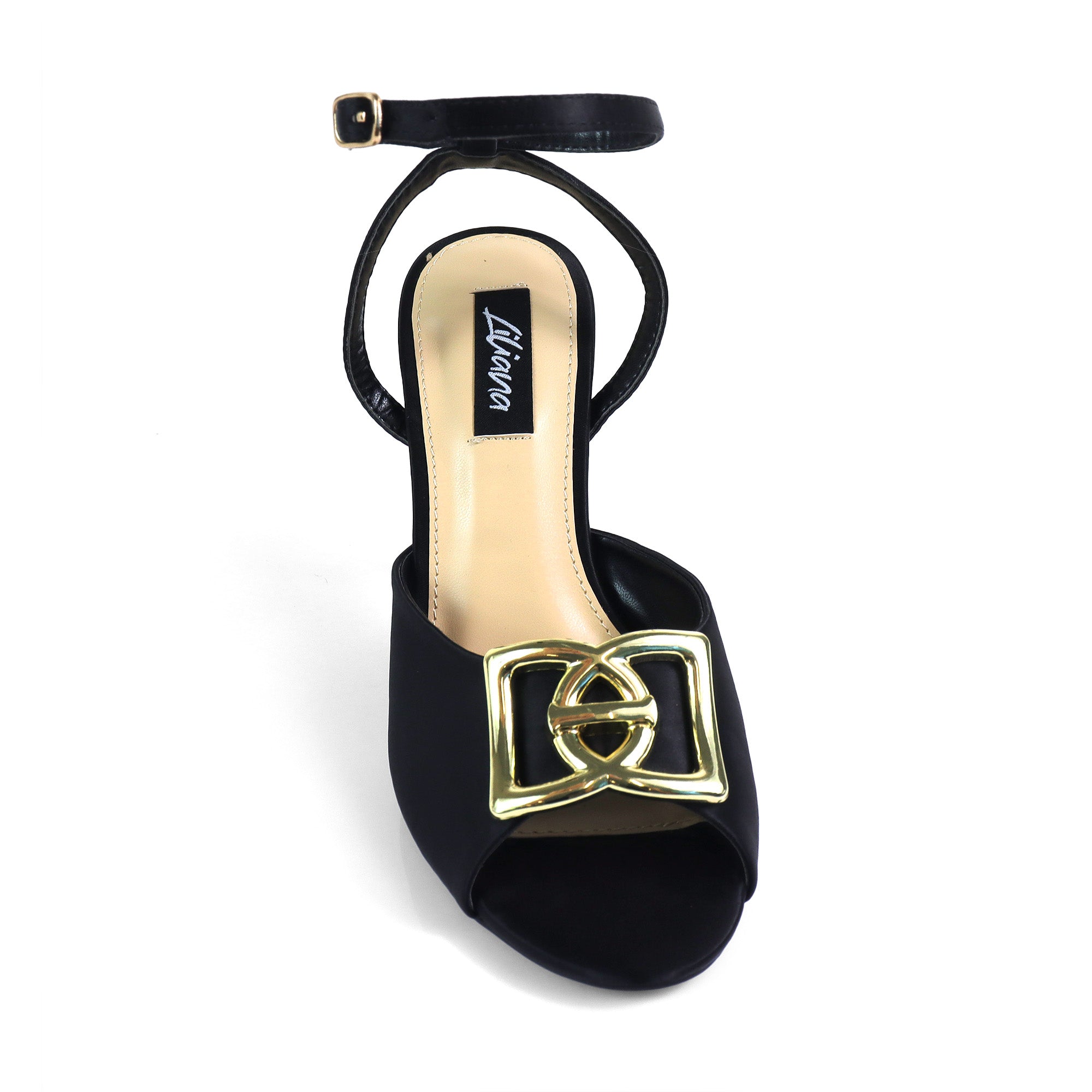 LAWRIE-1 PEEP TOE ANKLE STRAP HEEL BLACK