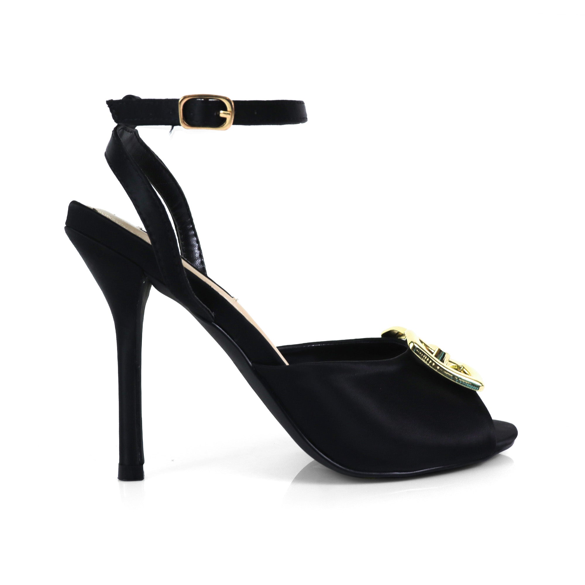 LAWRIE-1 PEEP TOE ANKLE STRAP HEEL BLACK