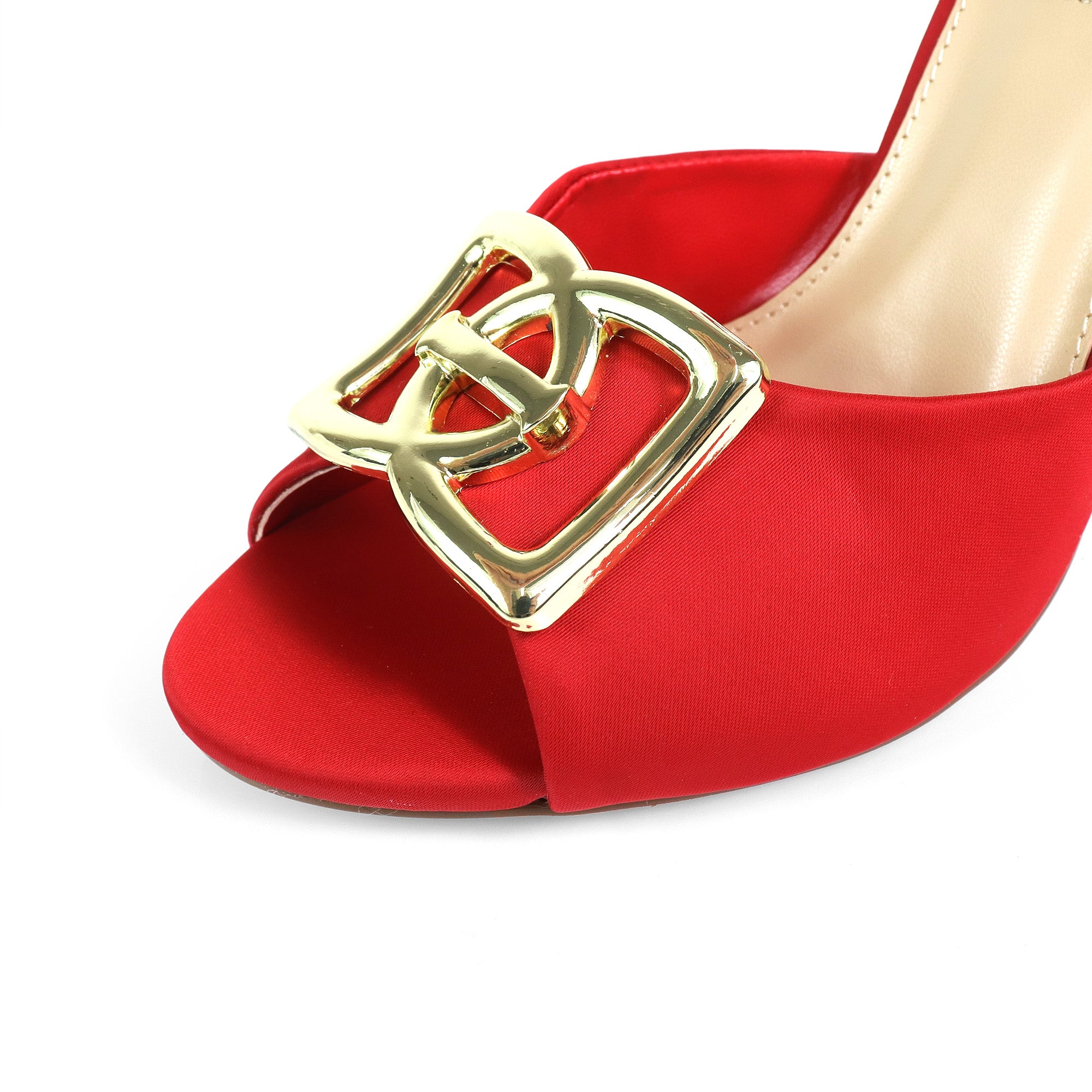 LAWRIE-1 PEEP TOE ANKLE STRAP HEEL RED