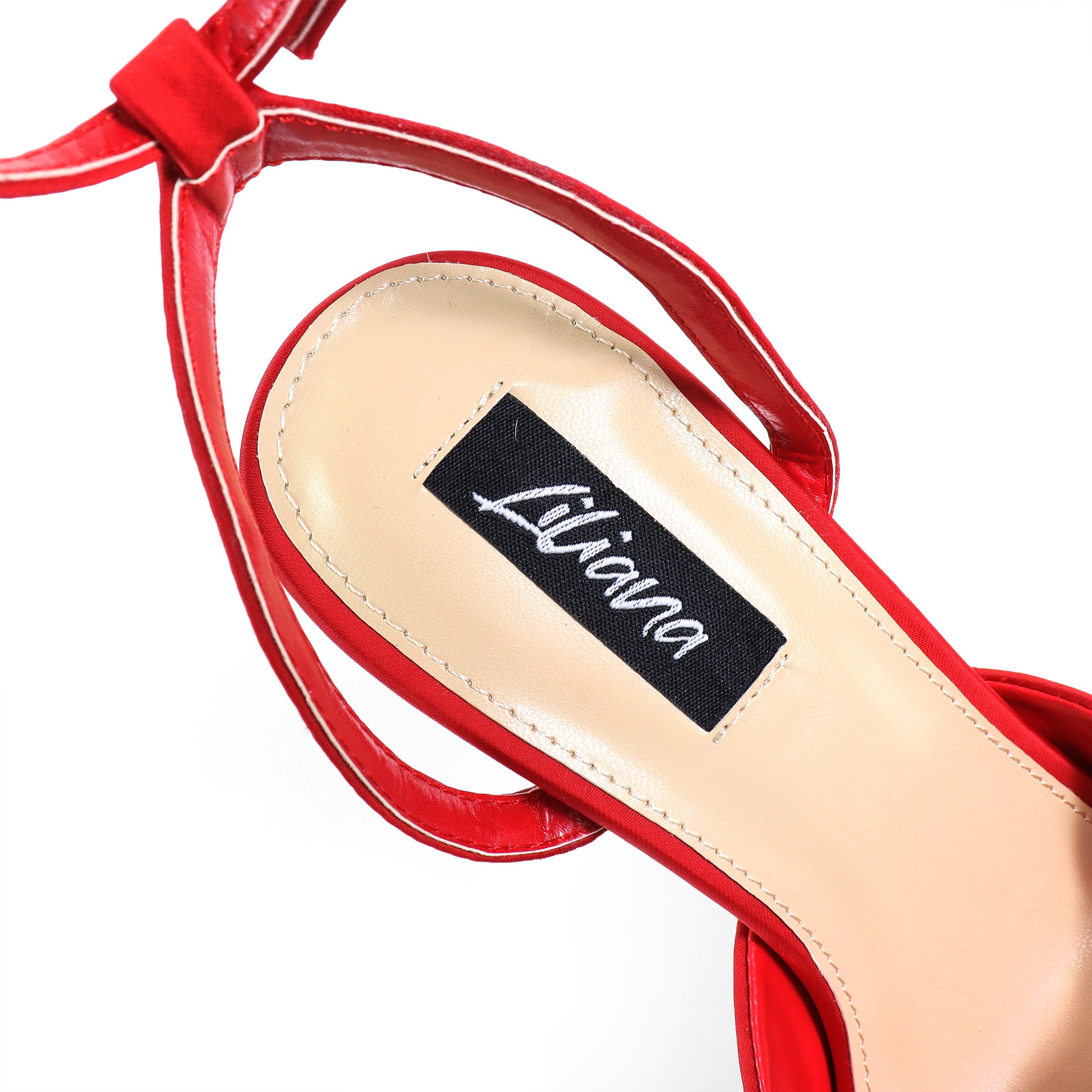 LAWRIE-1 PEEP TOE ANKLE STRAP HEEL RED