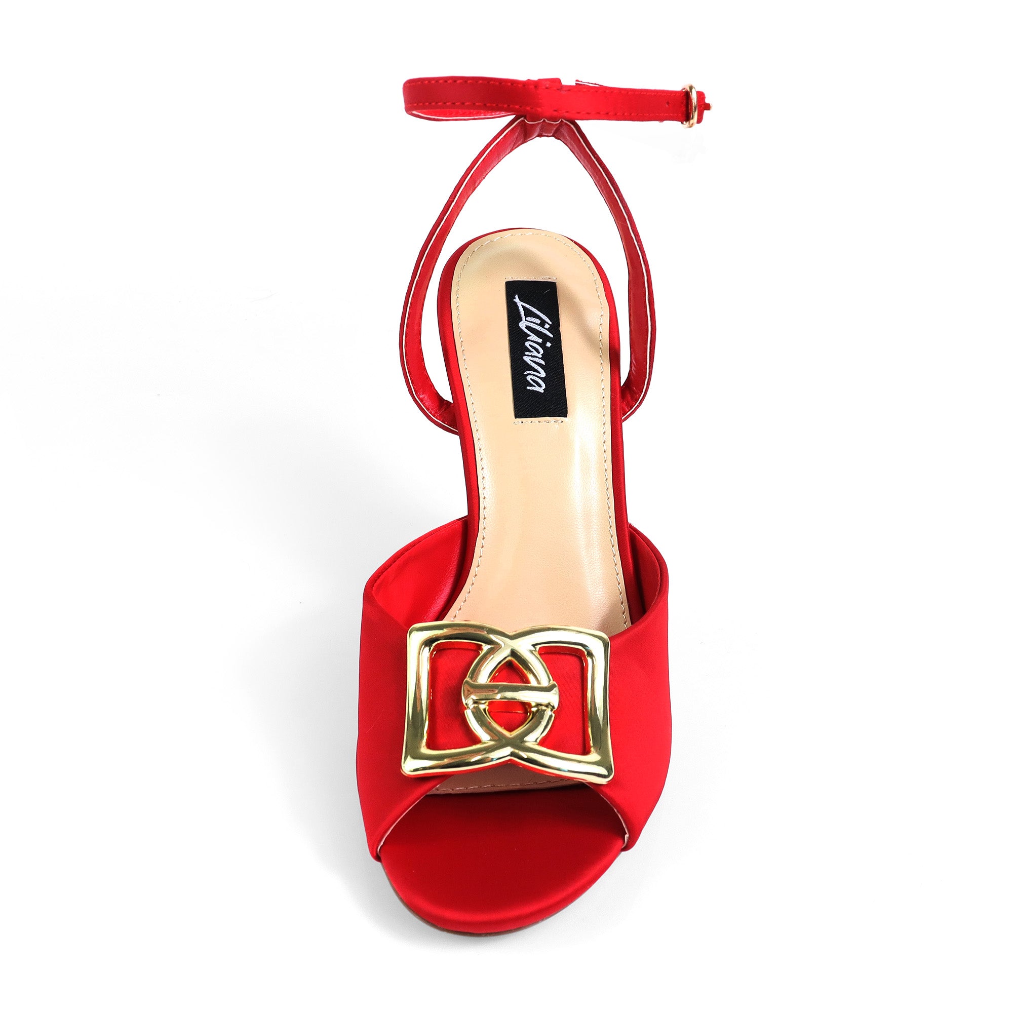 LAWRIE-1 PEEP TOE ANKLE STRAP HEEL RED