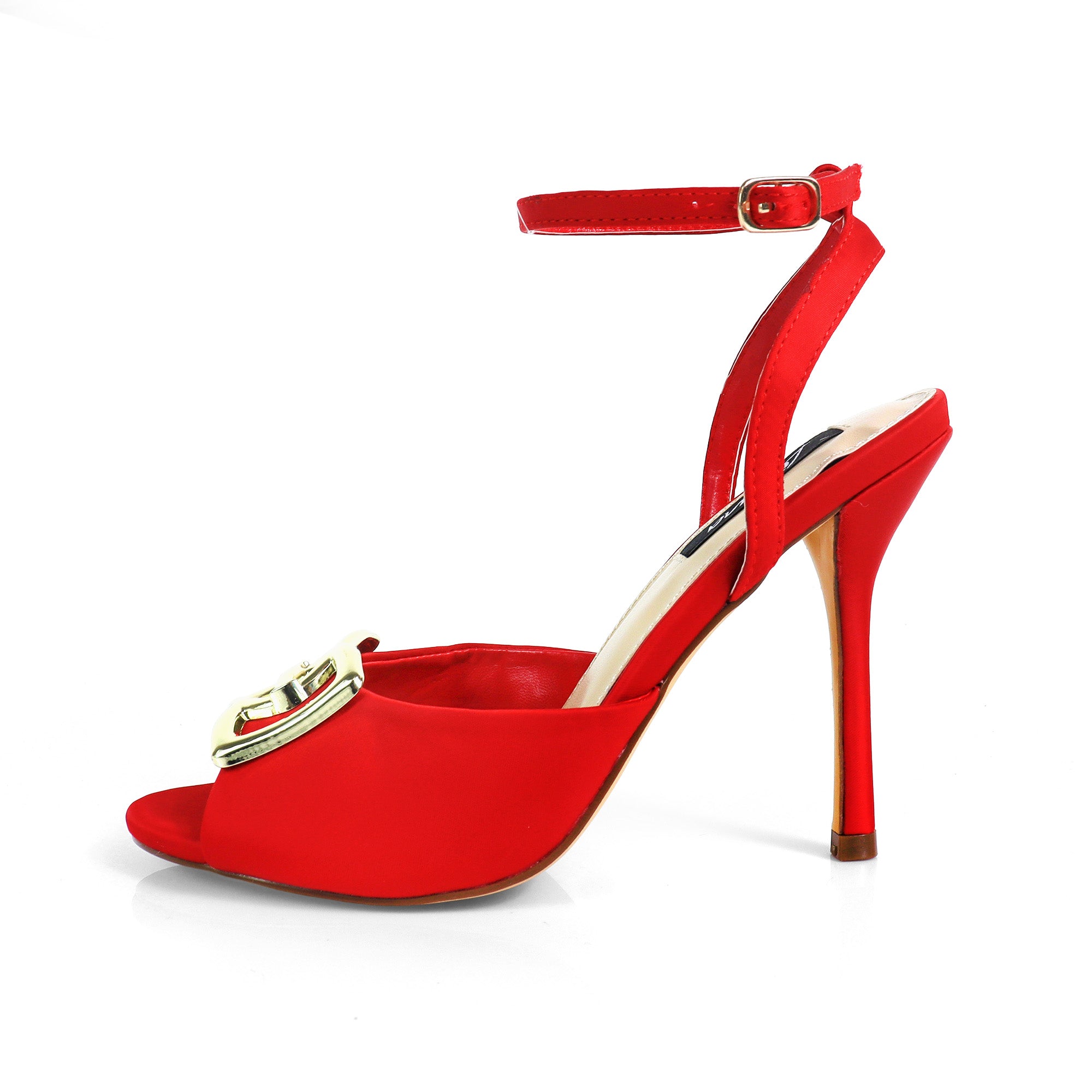 LAWRIE-1 PEEP TOE ANKLE STRAP HEEL RED