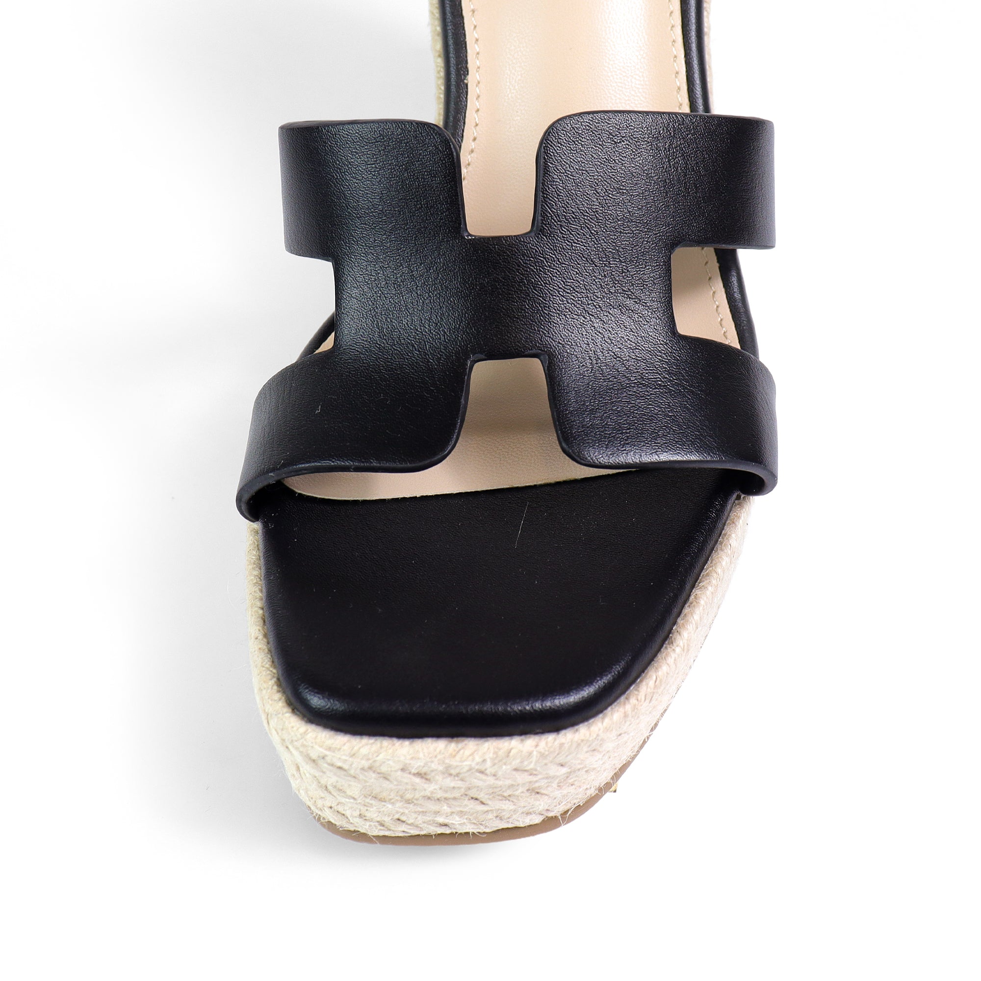 LEAH-2 OPEN TOE ANKLE STRAP W/ WEDGE SANDAL BLACK