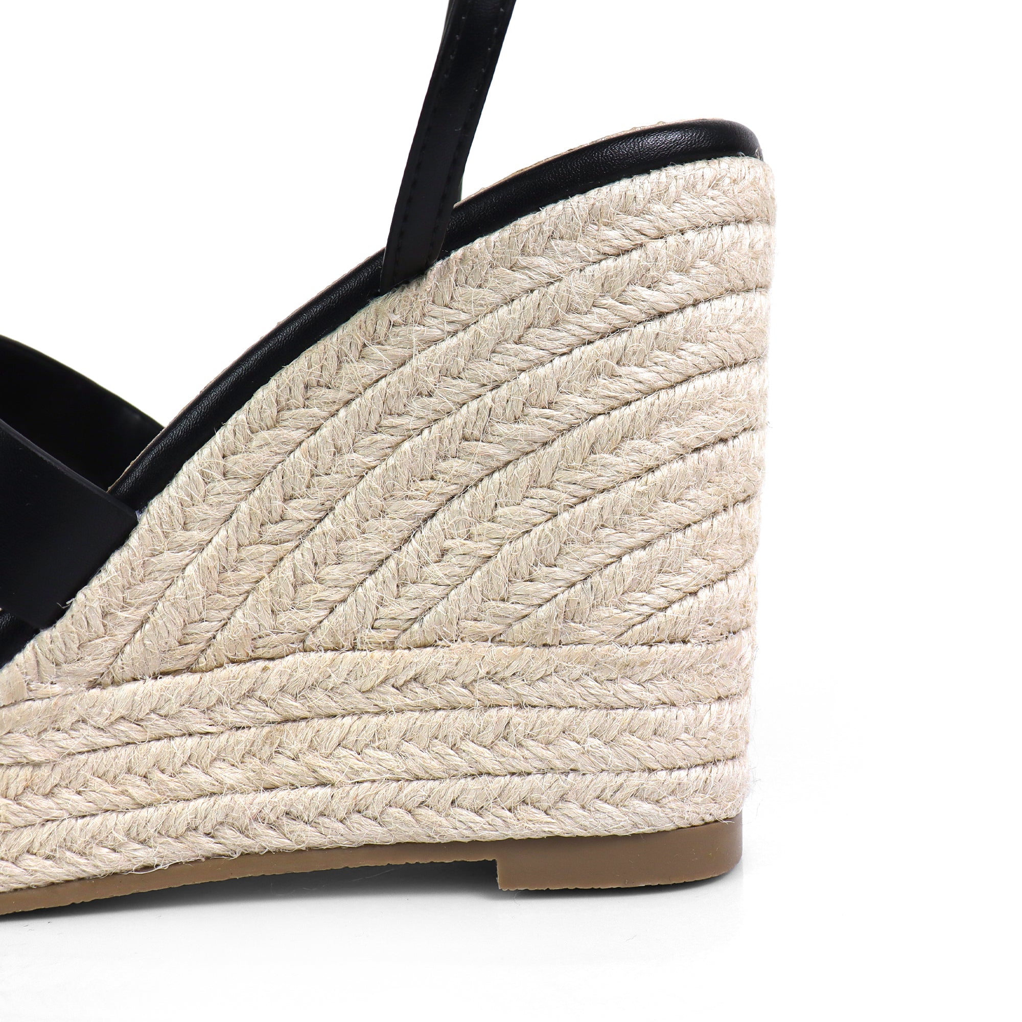 LEAH-2 OPEN TOE ANKLE STRAP W/ WEDGE SANDAL BLACK