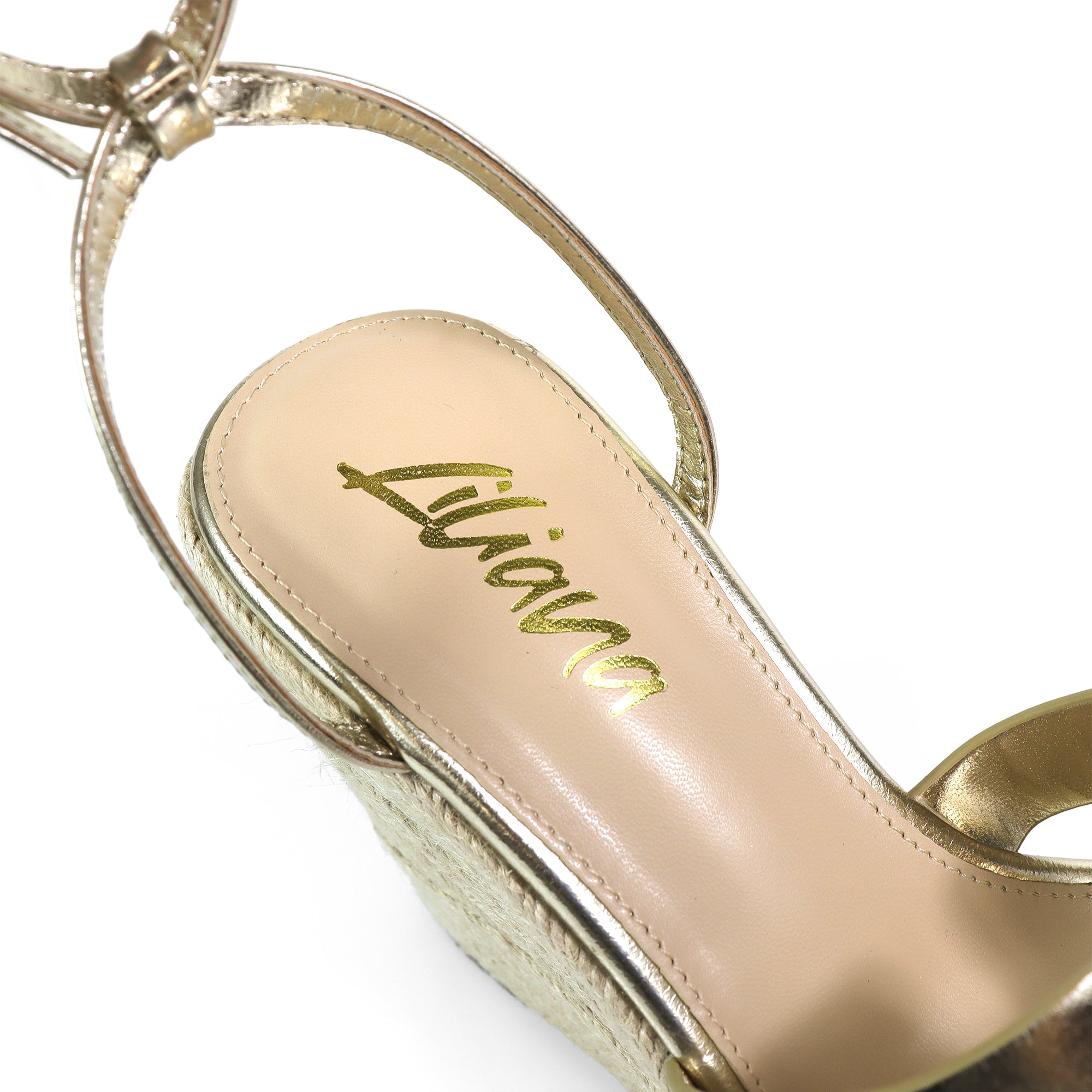 LEAH-2 OPEN TOE ANKLE STRAP W/ WEDGE SANDAL GOLD