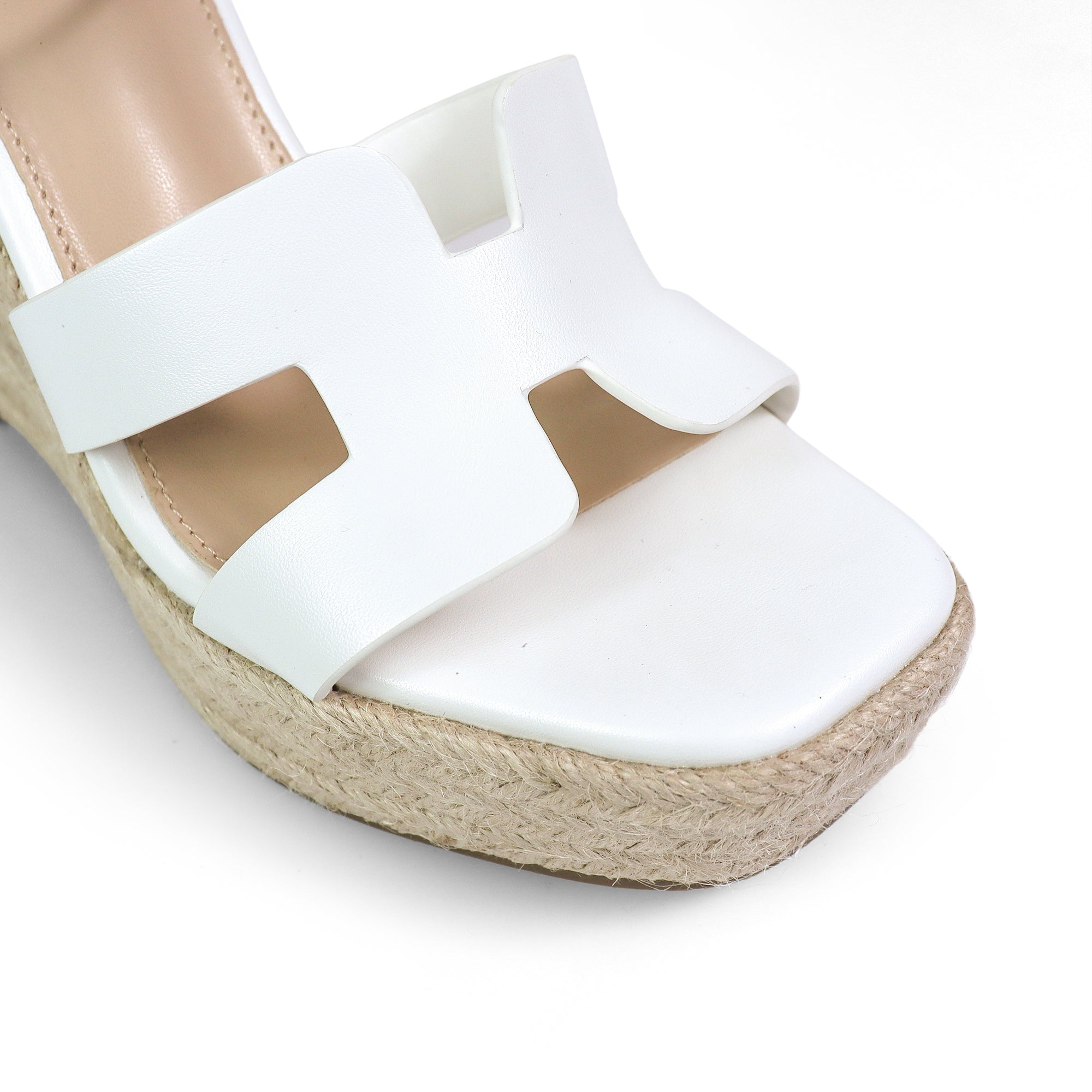 LEAH-2 OPEN TOE ANKLE STRAP W/ WEDGE SANDAL WHITE