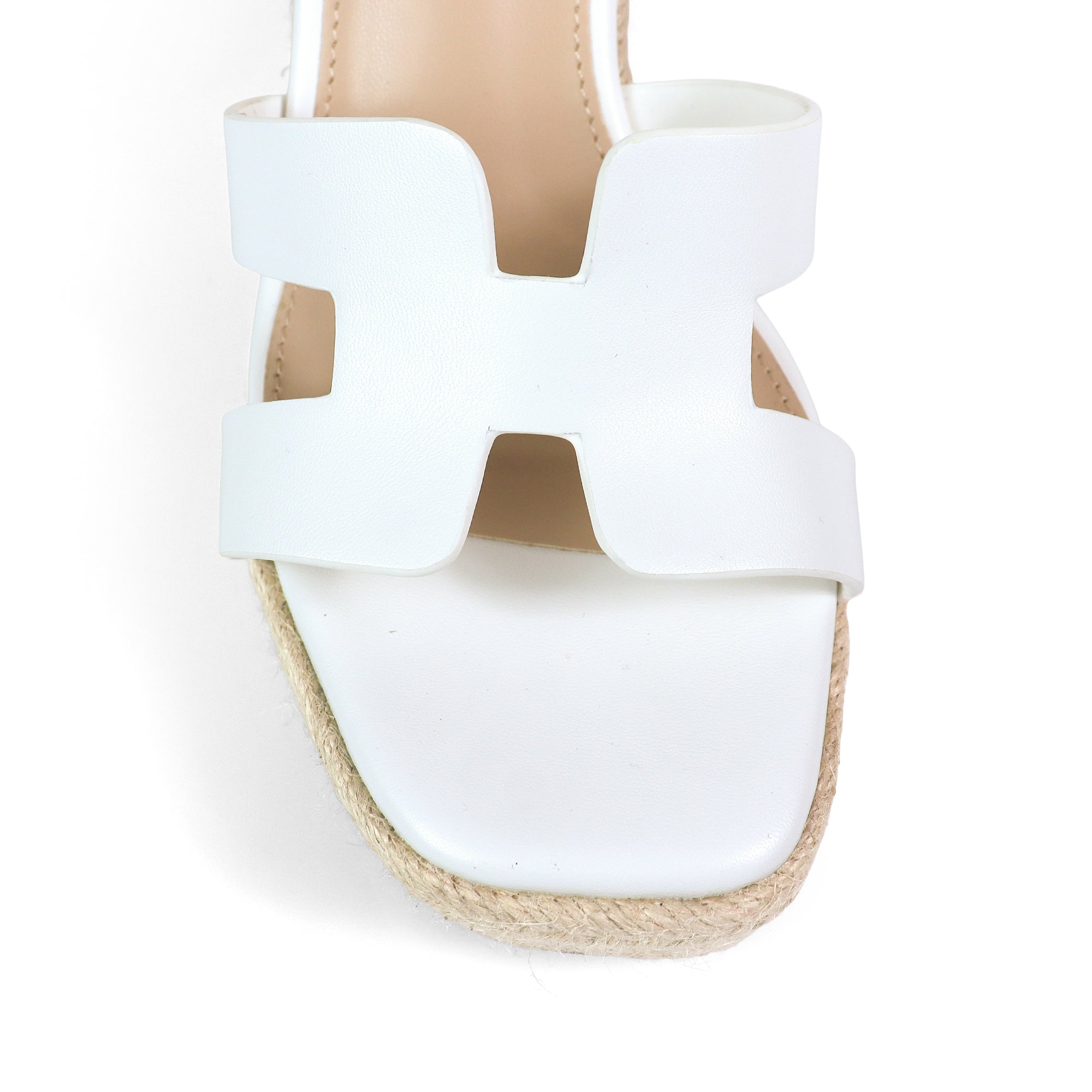 LEAH-2 OPEN TOE ANKLE STRAP W/ WEDGE SANDAL WHITE