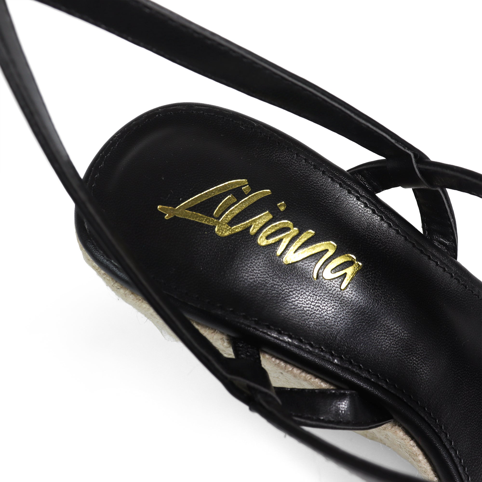 LEAH-3 OPEN TOE STRAPPY ANKLE STRAP W/ WEDGE SANDAL BLACK